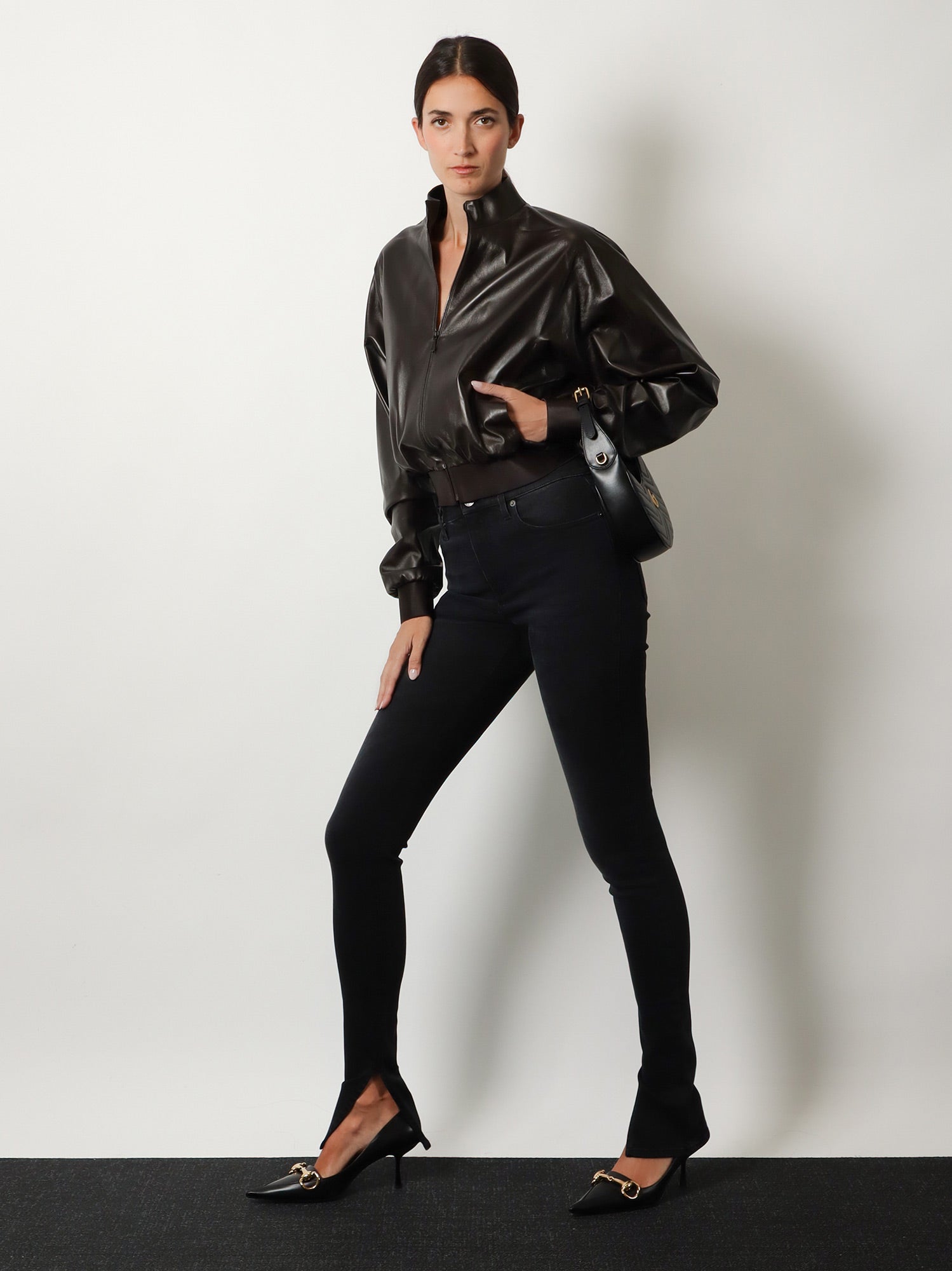 Gucci Women Slim Fit Black Denim Trousers GUCCI