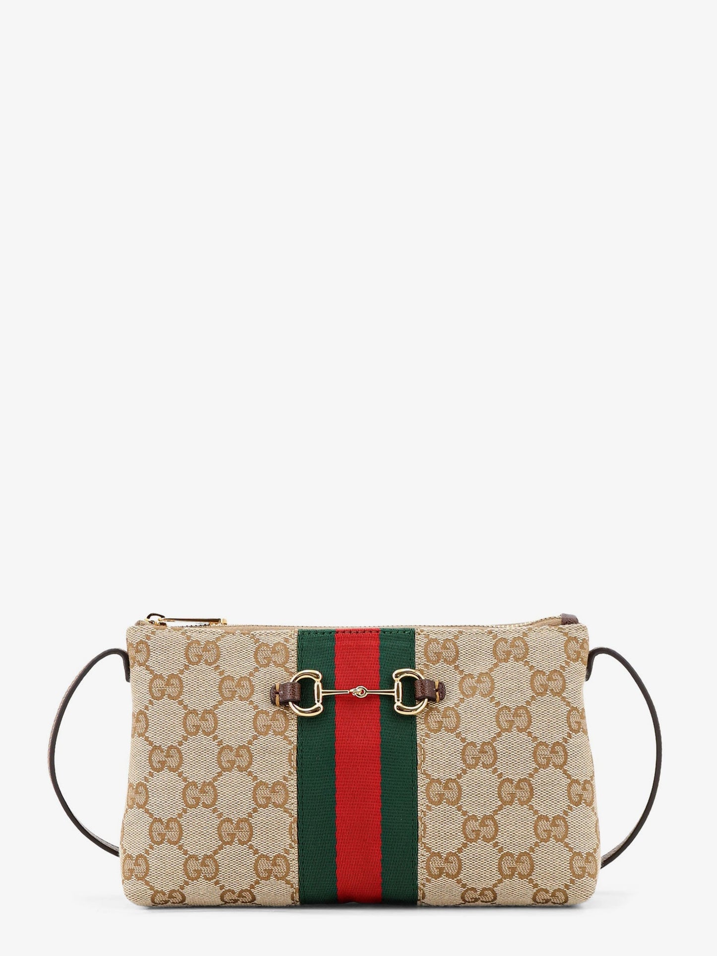 Gucci Women Gg Fabric Crossbody With Nastro Web Detail On The Front GUCCI