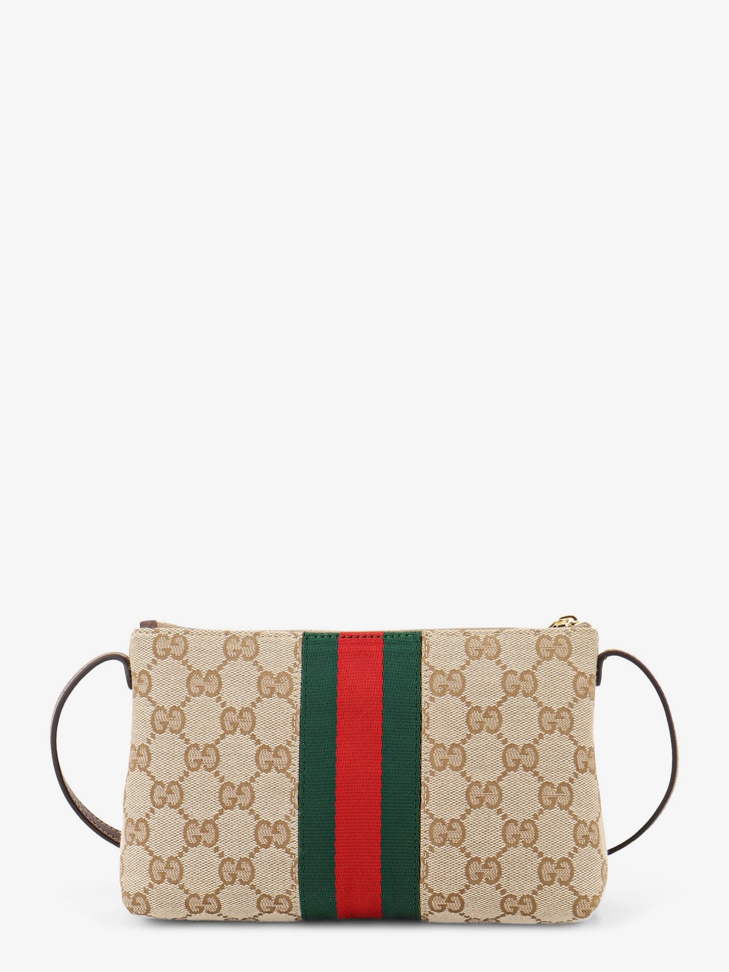 Gucci Women Gg Fabric Crossbody With Nastro Web Detail On The Front GUCCI