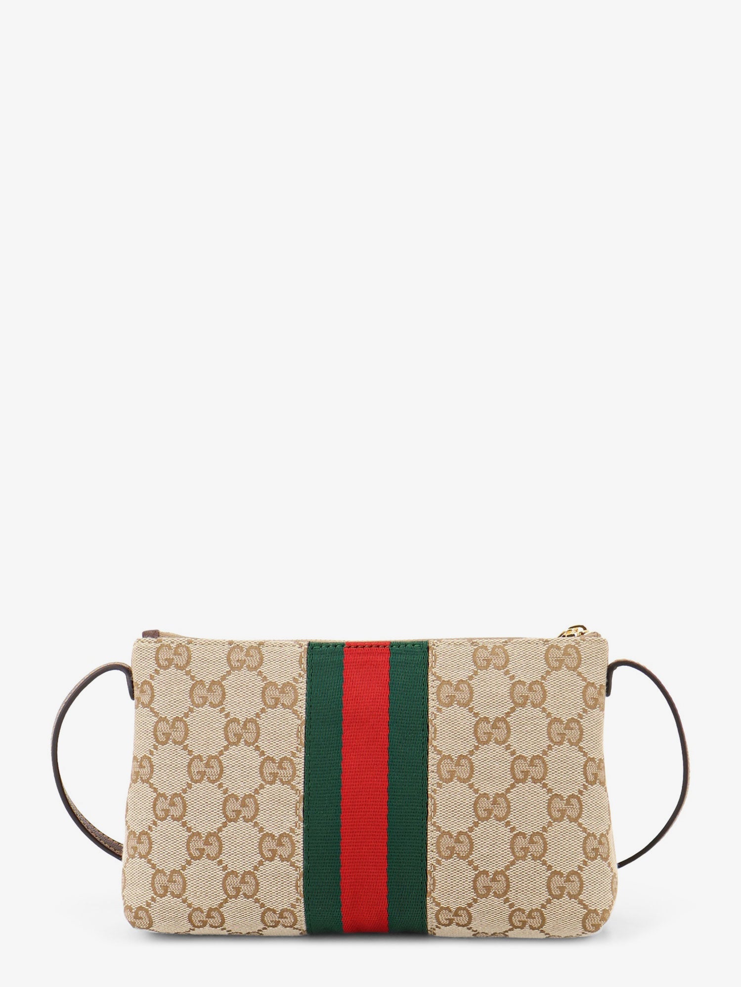 Gucci Women Gg Fabric Crossbody With Nastro Web Detail On The Front GUCCI