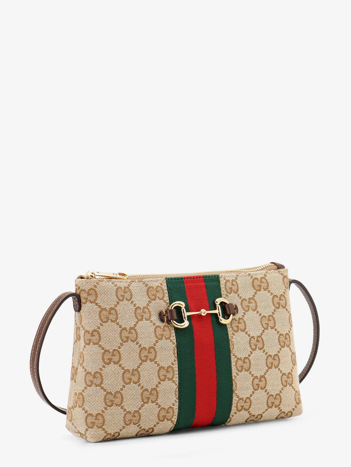 Gucci Women Gg Fabric Crossbody With Nastro Web Detail On The Front GUCCI