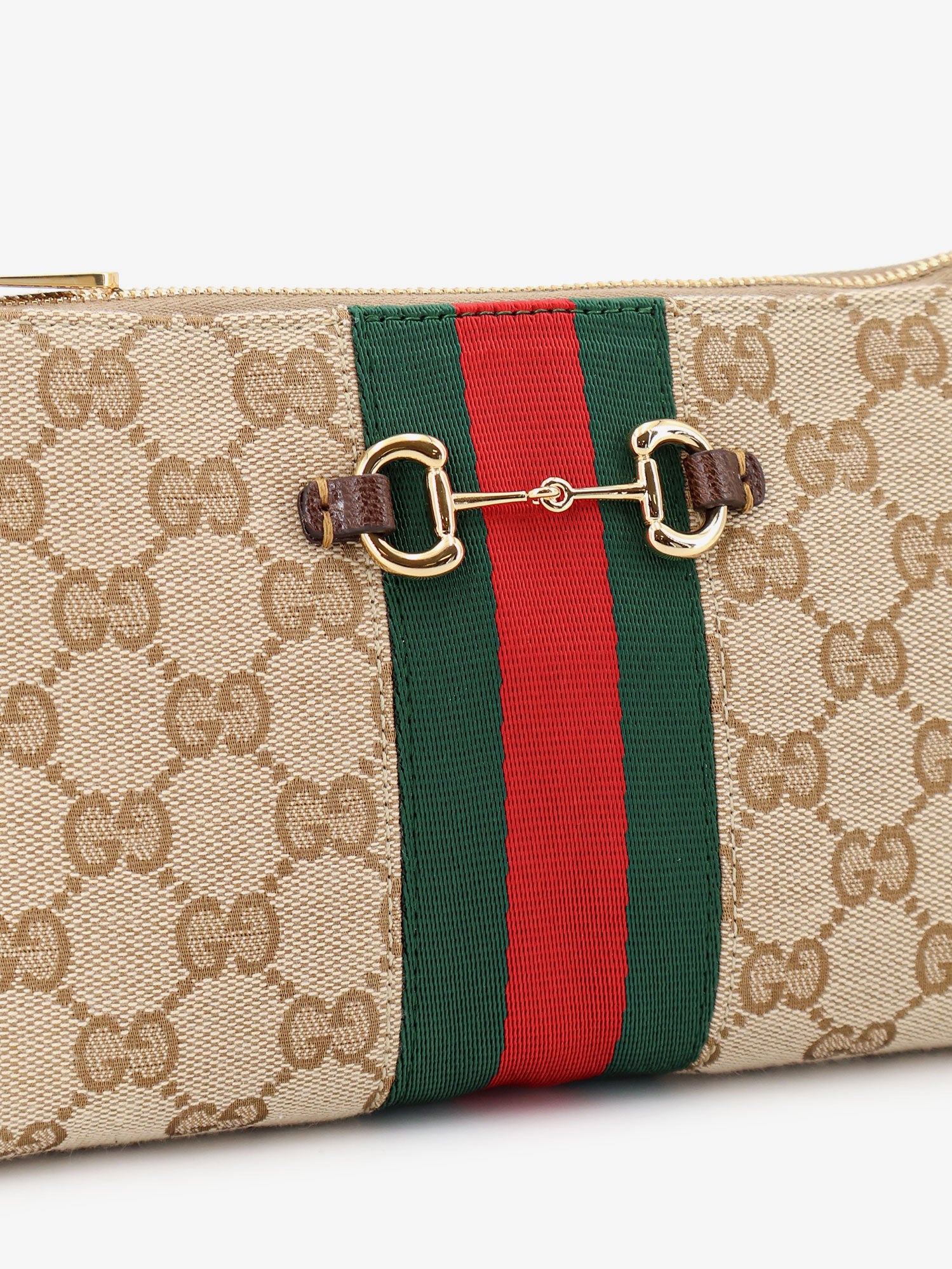 Gucci Women Gg Fabric Crossbody With Nastro Web Detail On The Front GUCCI