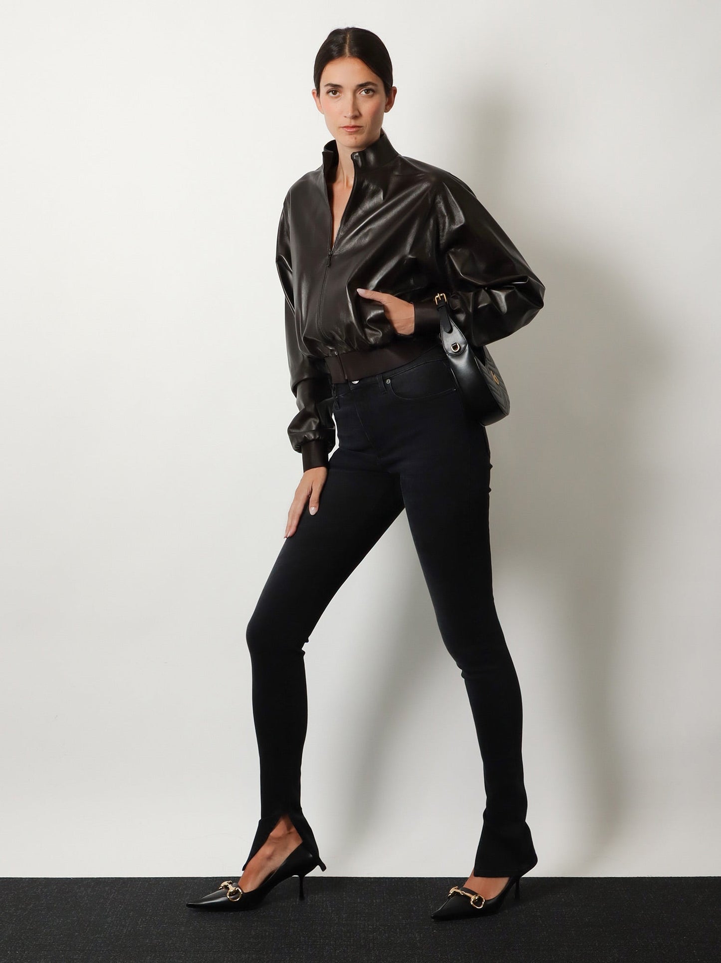 Gucci Women Soft Nappa Leather Bomber Jacket GUCCI