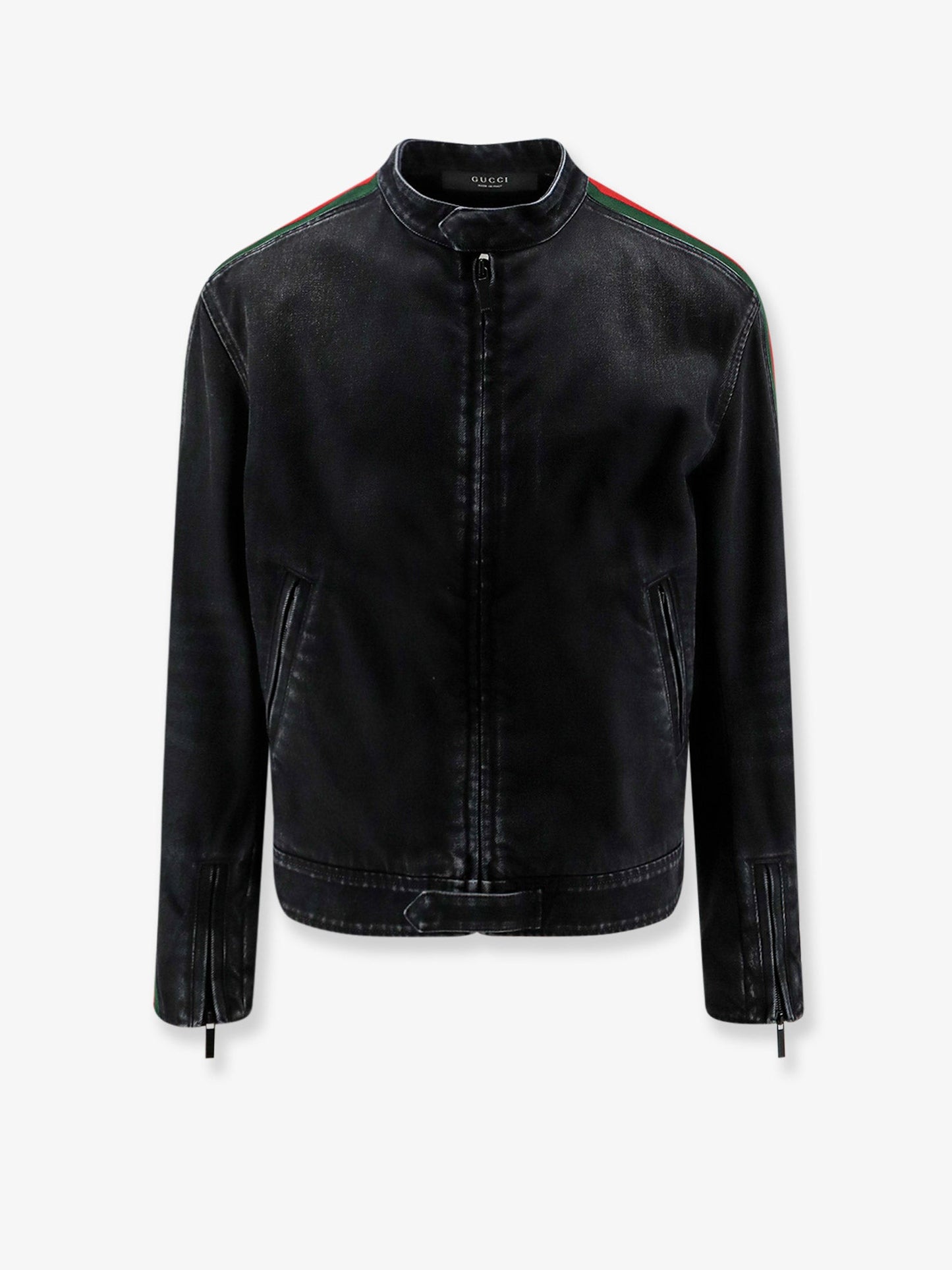 Gucci Men Black Denim Jacket Certified Cotton Jacket With A Faded Effect GUCCI