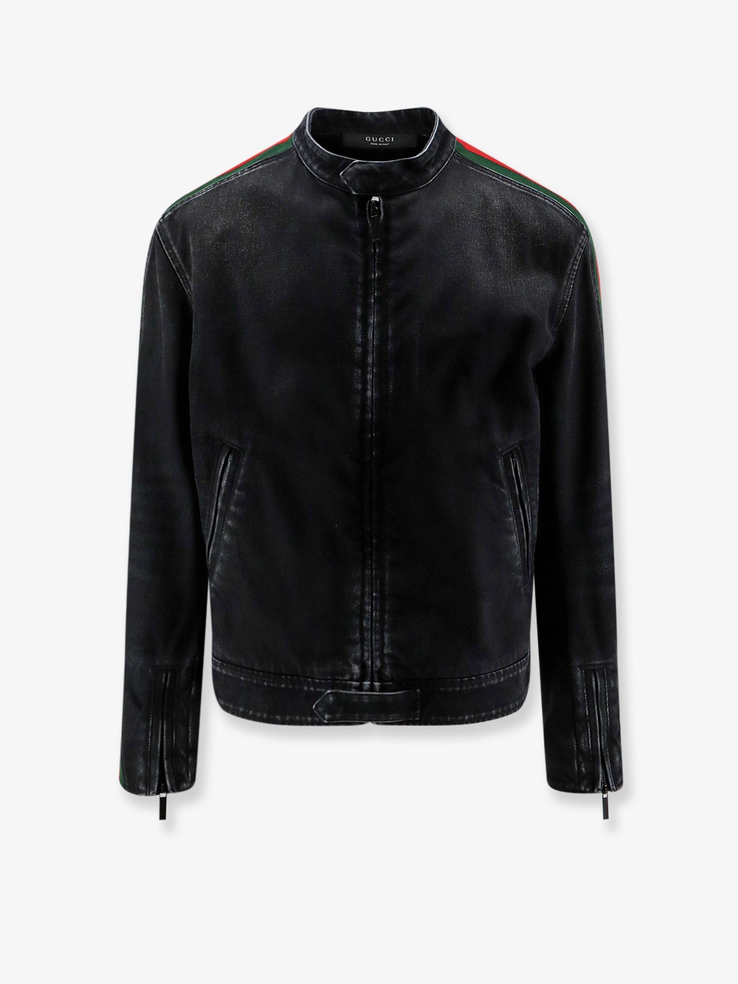 Gucci Men Black Denim Jacket Certified Cotton Jacket With A Faded Effect GUCCI
