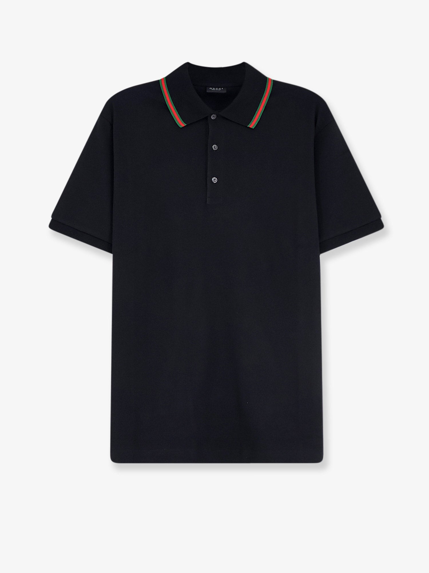 Gucci Men Cotton Polo Shirt With Nastro Web Detail On The Collar GUCCI