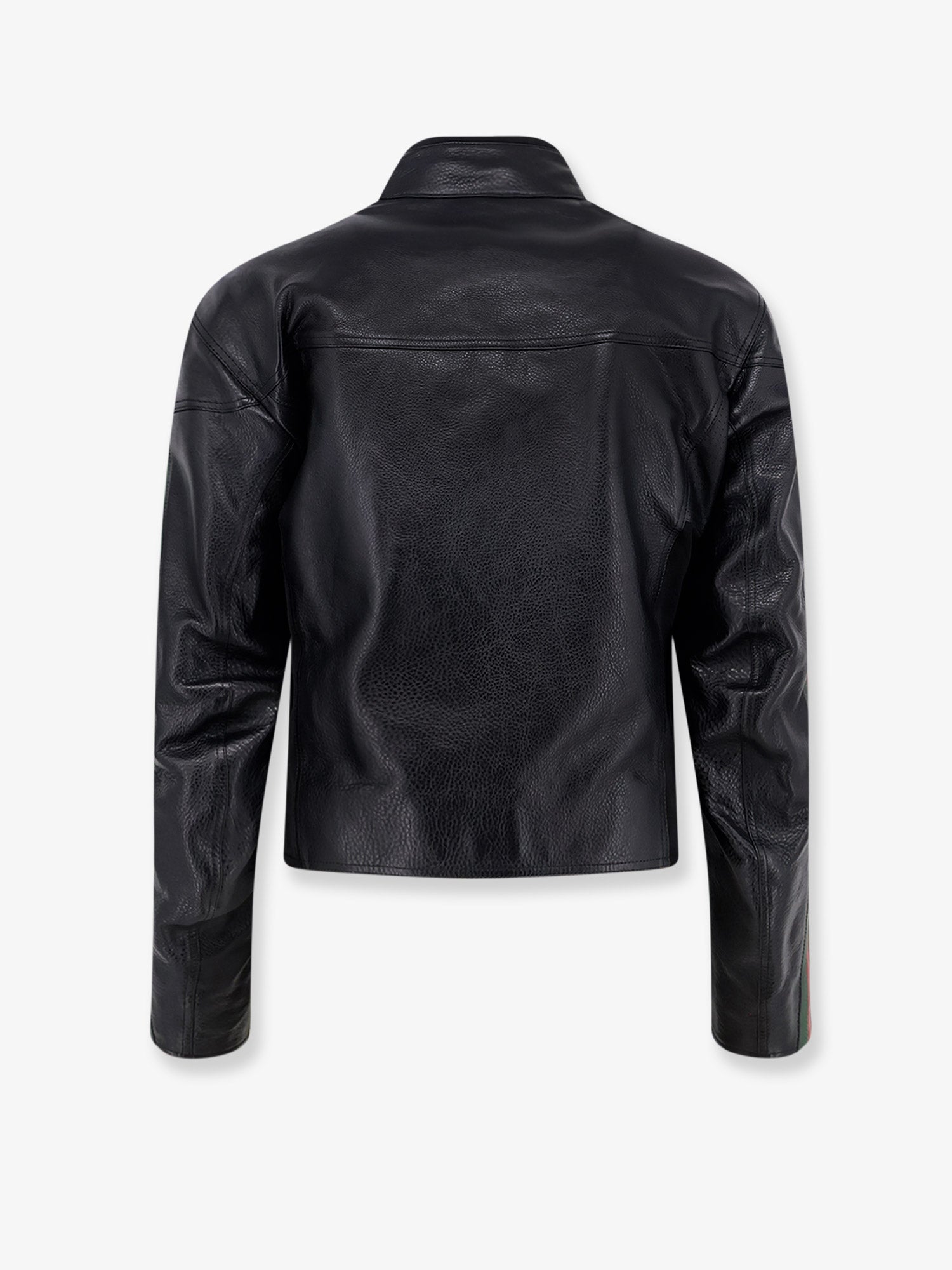 Gucci Men Leather Bomber With Web Details GUCCI
