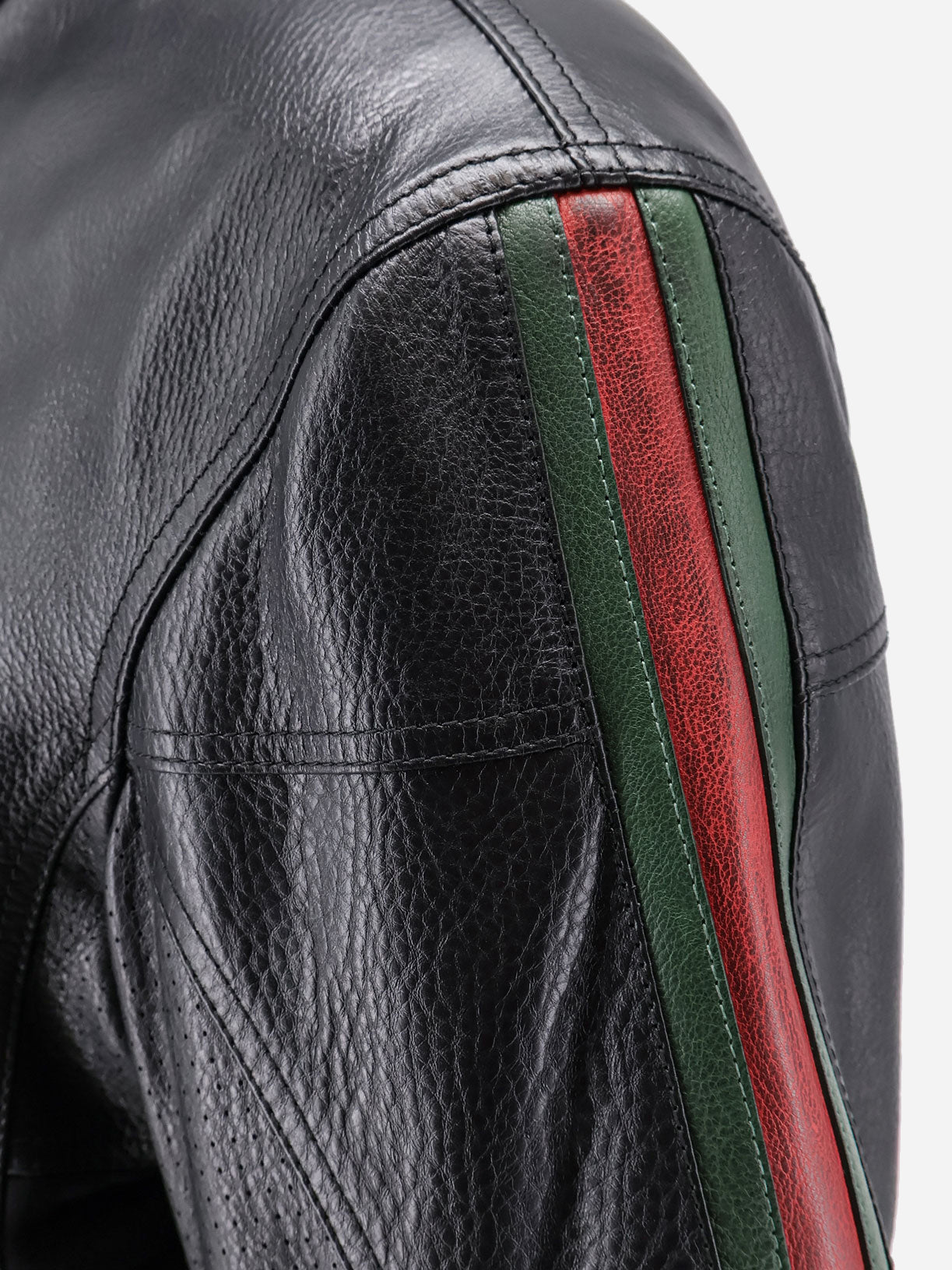 Gucci Men Leather Bomber With Web Details GUCCI