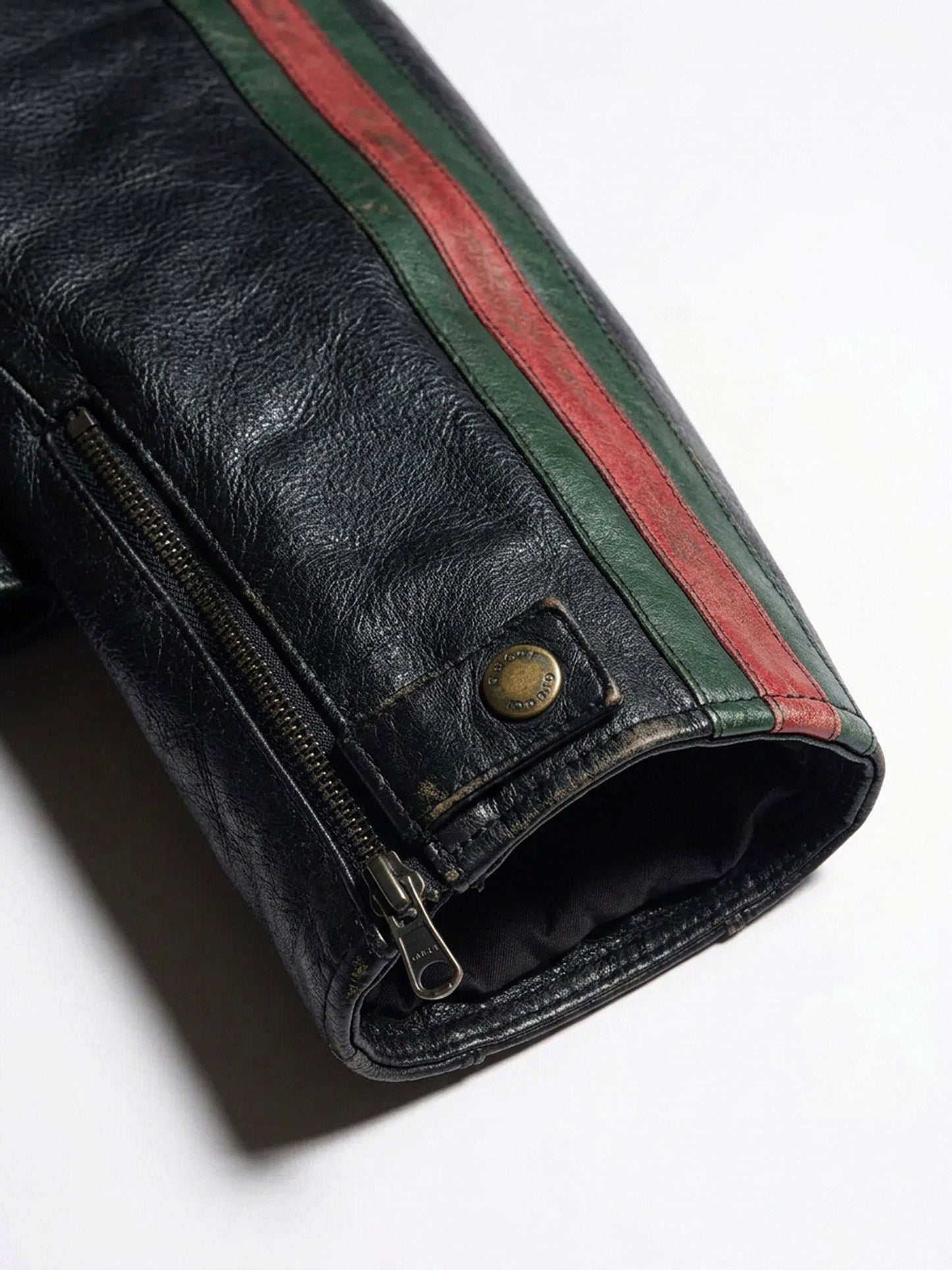Gucci Men Leather Bomber With Web Details GUCCI