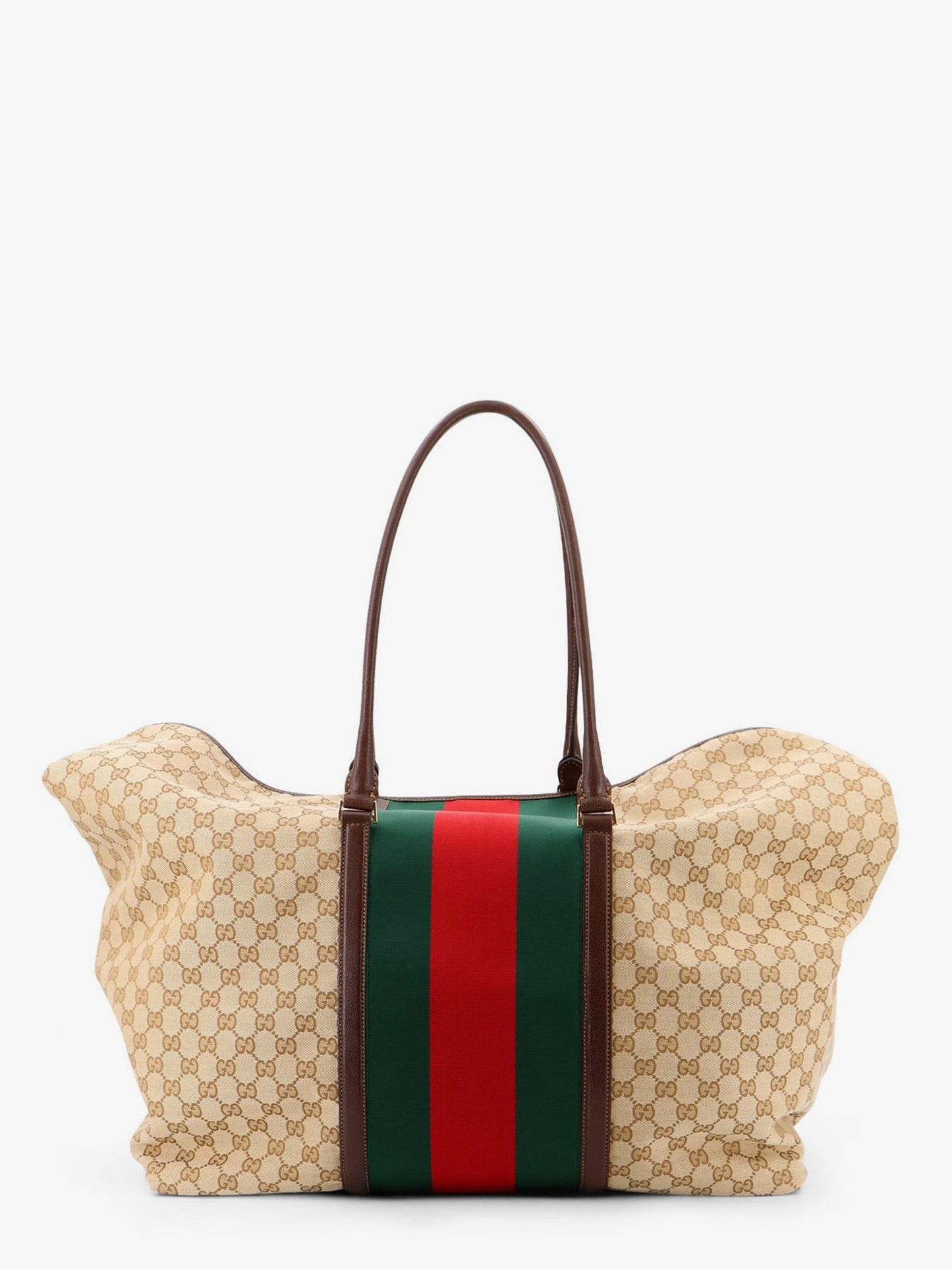 Gucci Men Gg Fabric Travel Bag With Web Detail On The Front GUCCI