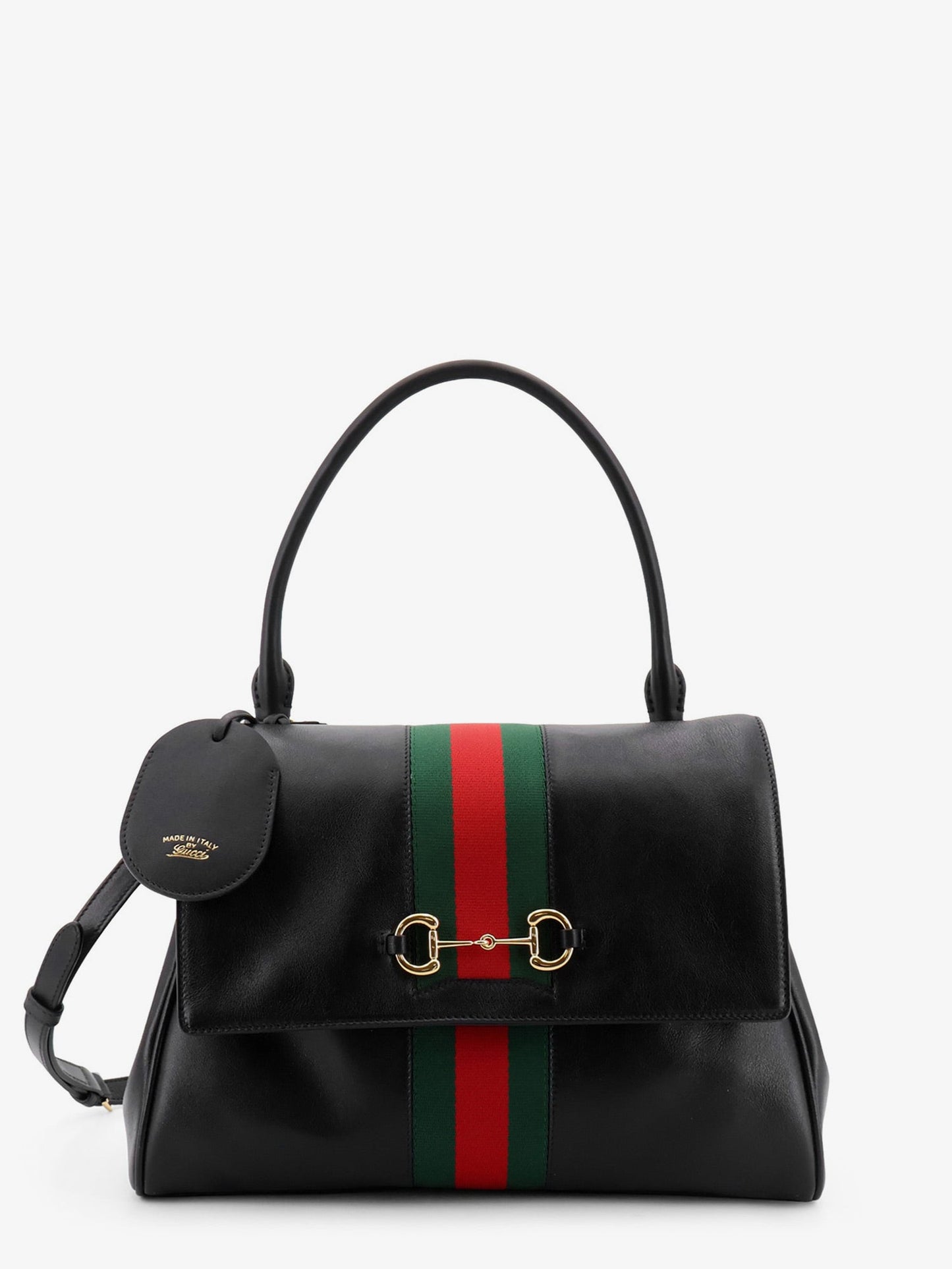 Gucci Women Paparazzo Leather Handbag With Front Web Detail GUCCI