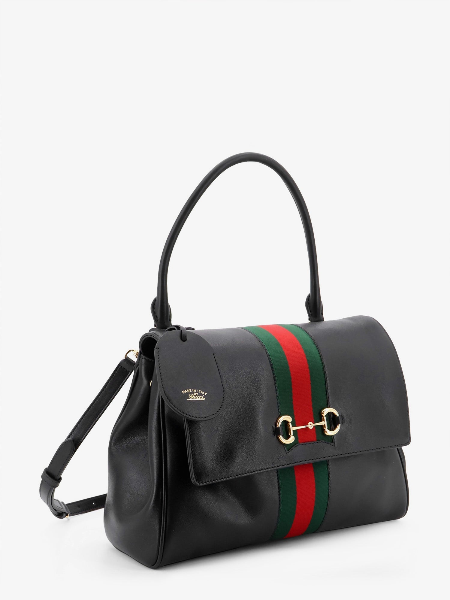 Gucci Women Paparazzo Leather Handbag With Front Web Detail GUCCI