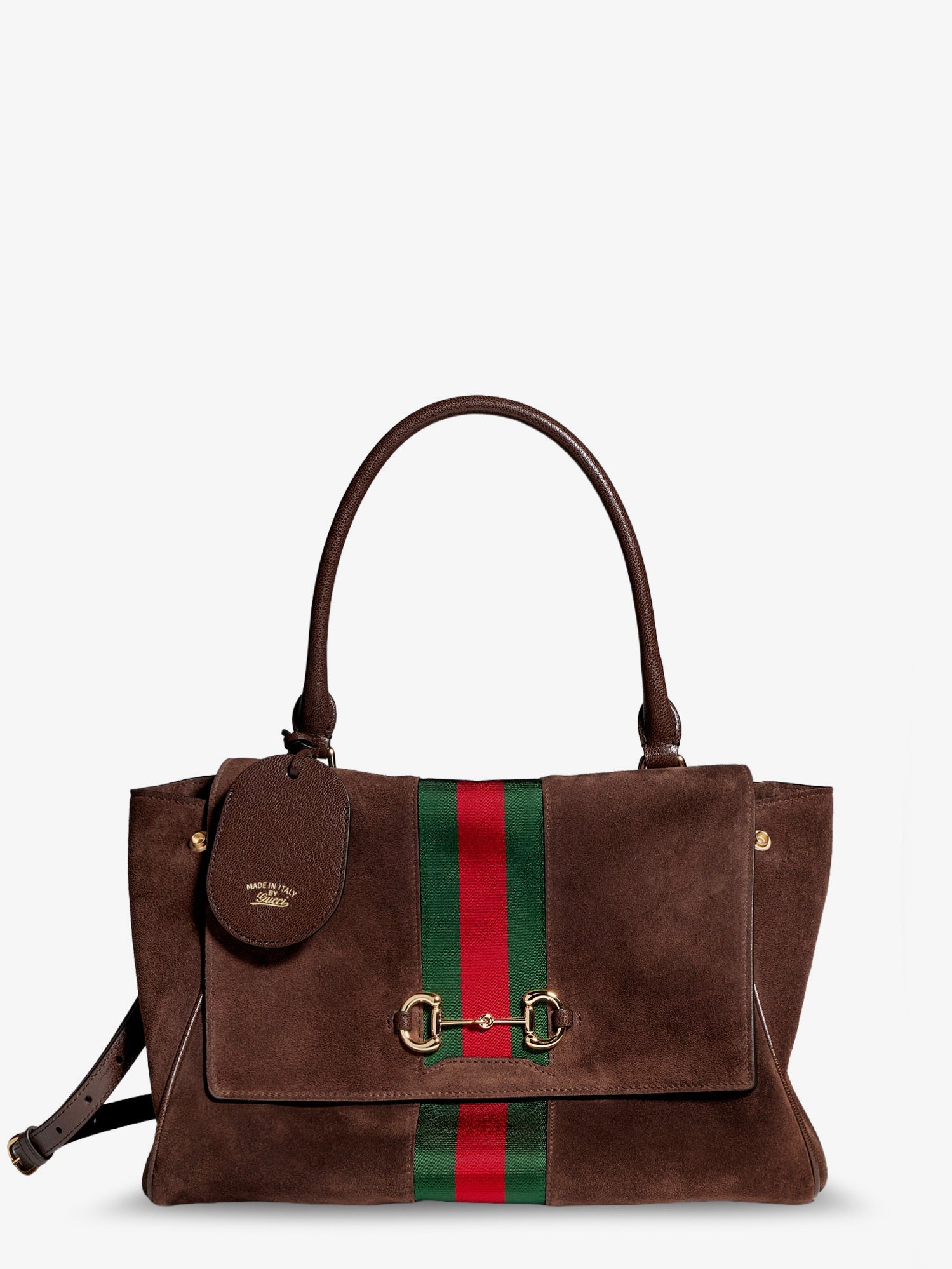 Gucci Women Paparazzo Suede Handbag With Iconic Web Detail On The Front GUCCI
