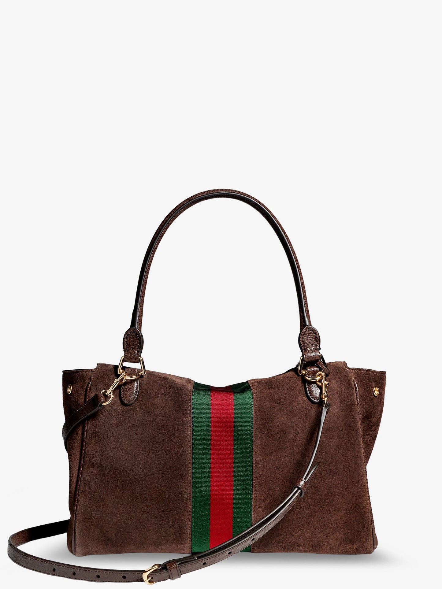 Gucci Women Paparazzo Suede Handbag With Iconic Web Detail On The Front GUCCI