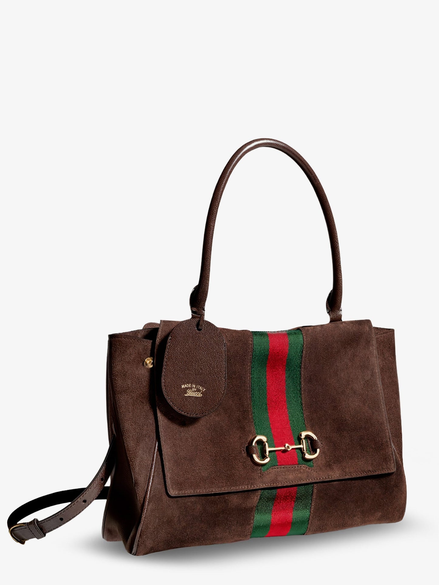 Gucci Women Paparazzo Suede Handbag With Iconic Web Detail On The Front GUCCI