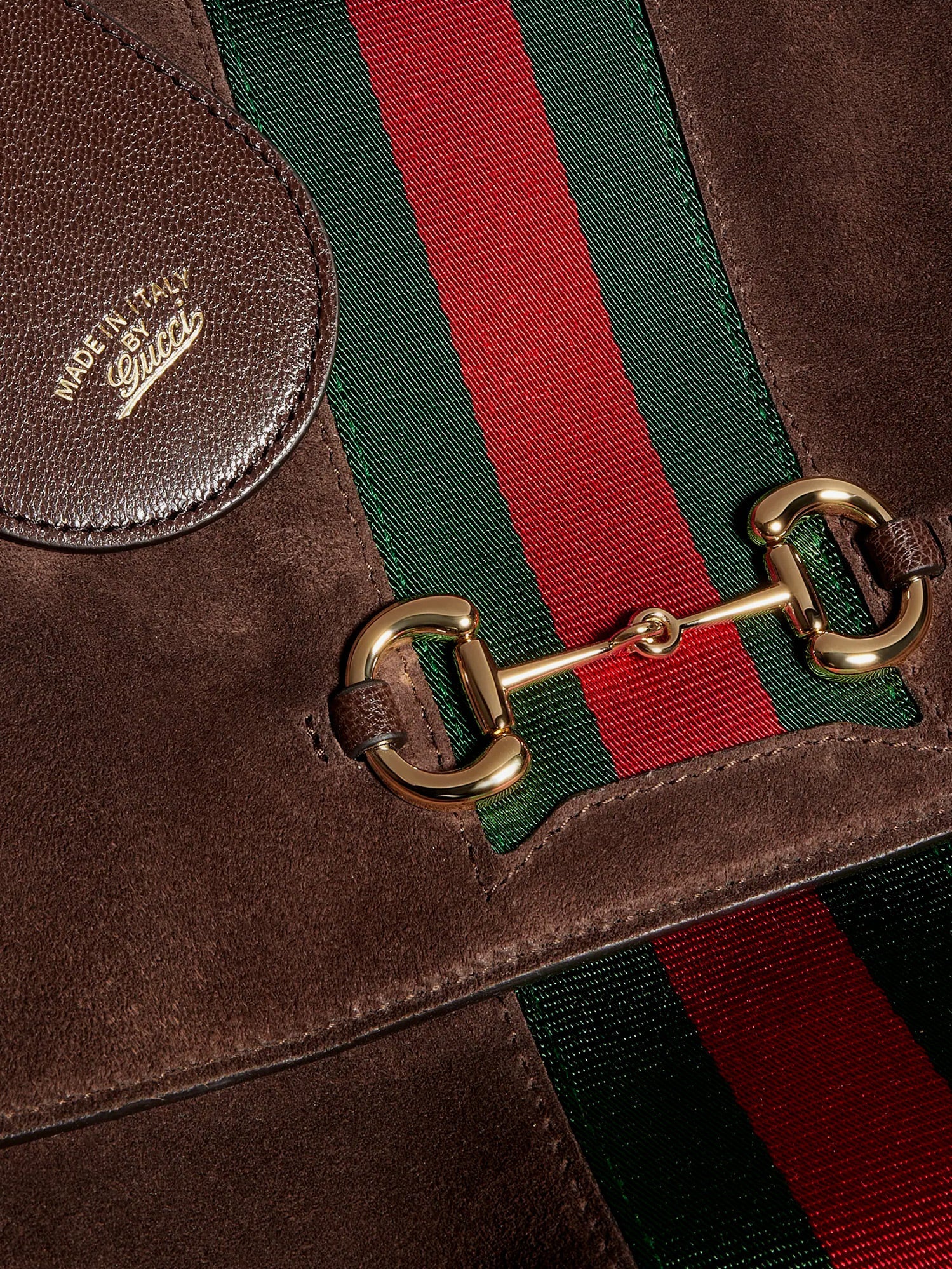 Gucci Women Paparazzo Suede Handbag With Iconic Web Detail On The Front GUCCI