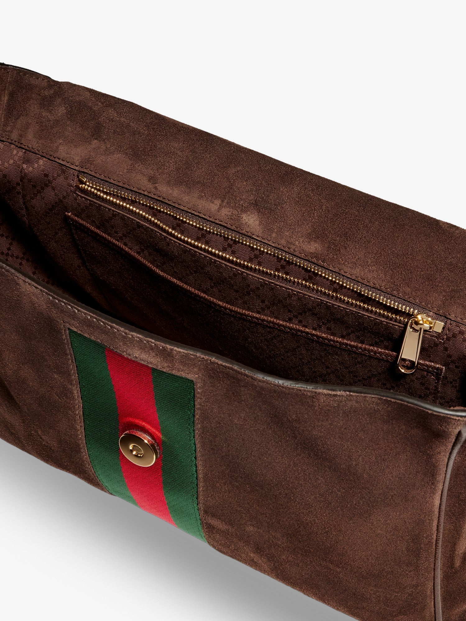 Gucci Women Paparazzo Suede Handbag With Iconic Web Detail On The Front GUCCI