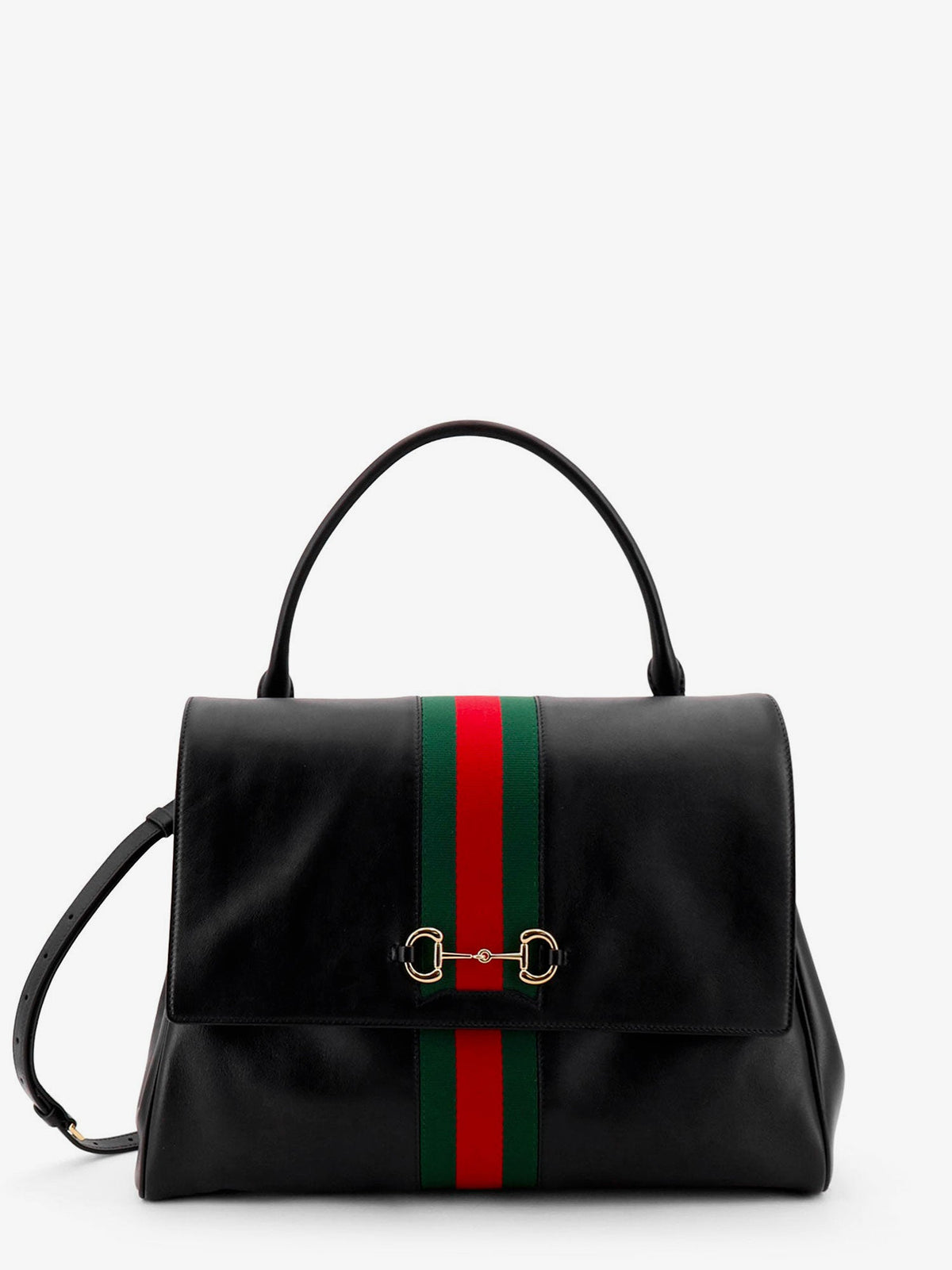 Gucci Women Paparazzo Leather Handbag With Iconic Metal Horsebit GUCCI