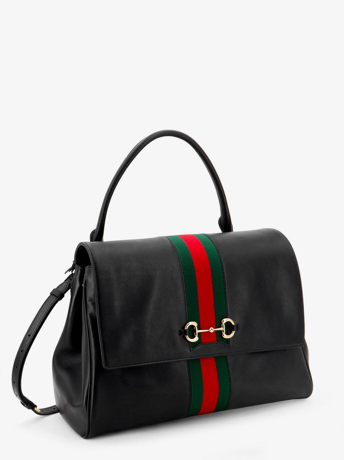 Gucci Women Paparazzo Leather Handbag With Iconic Metal Horsebit GUCCI