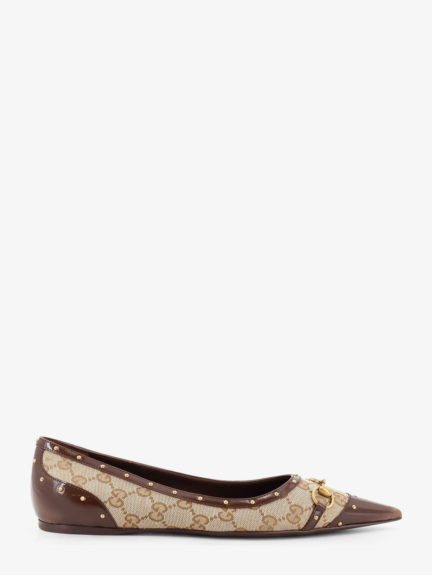 Gucci Women Savoy Gg Fabric Ballerinas With Stud Detail GUCCI