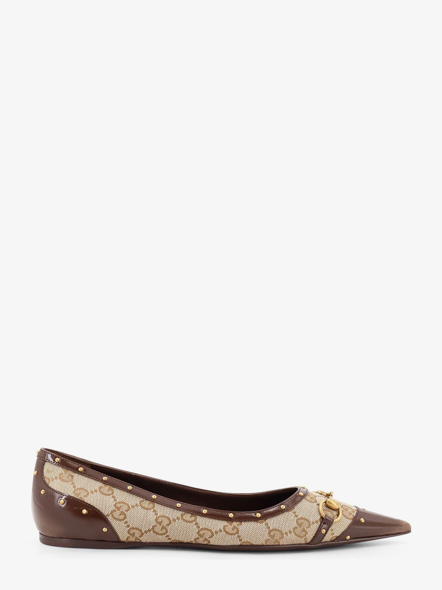 Gucci Women Savoy Gg Fabric Ballerinas With Stud Detail GUCCI