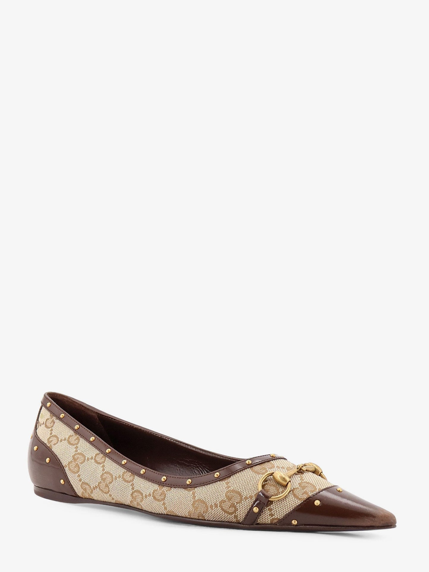 Gucci Women Savoy Gg Fabric Ballerinas With Stud Detail GUCCI