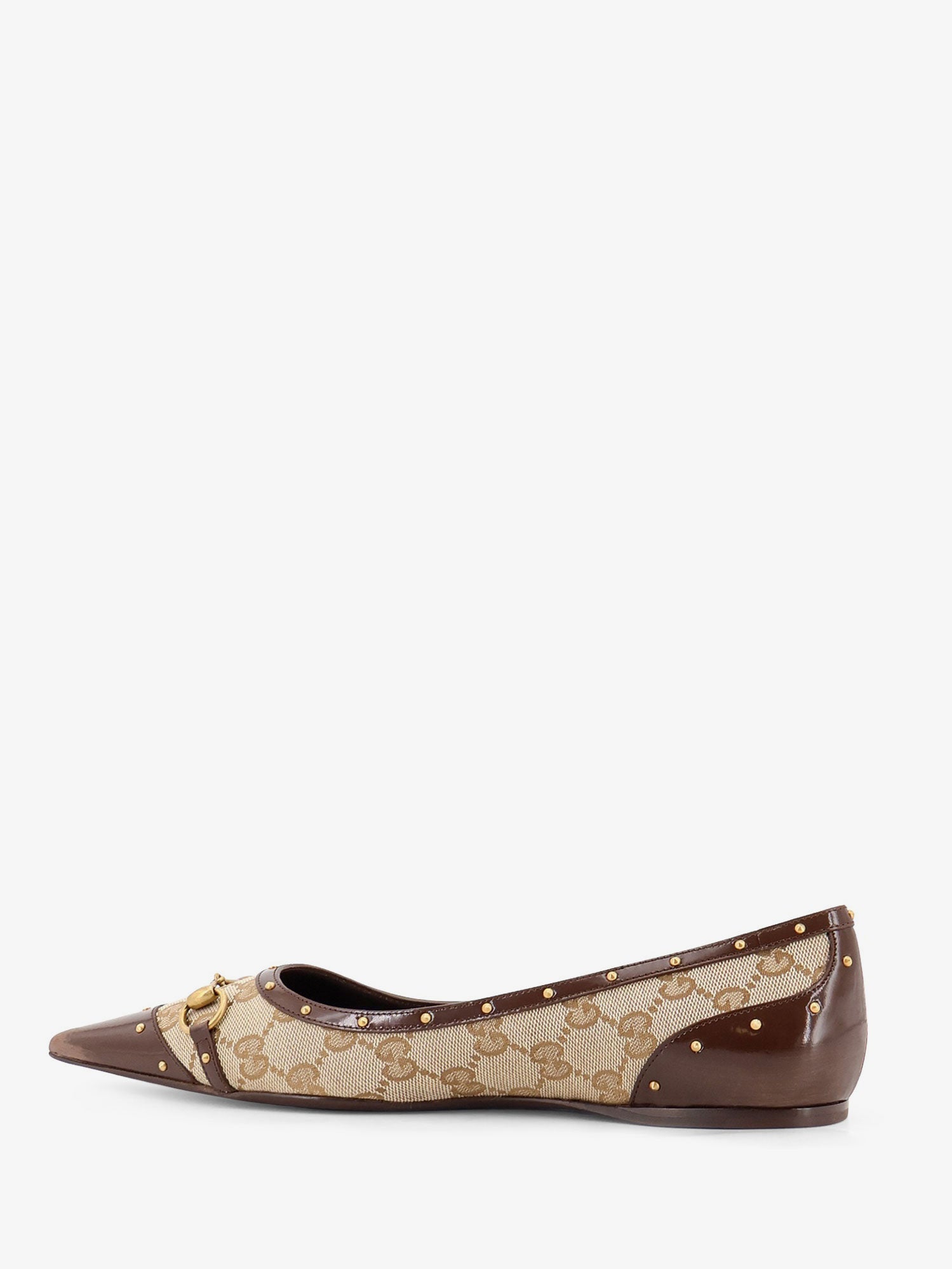 Gucci Women Savoy Gg Fabric Ballerinas With Stud Detail GUCCI