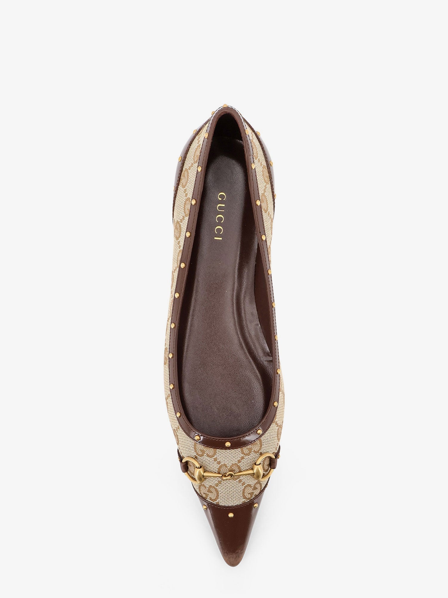 Gucci Women Savoy Gg Fabric Ballerinas With Stud Detail GUCCI