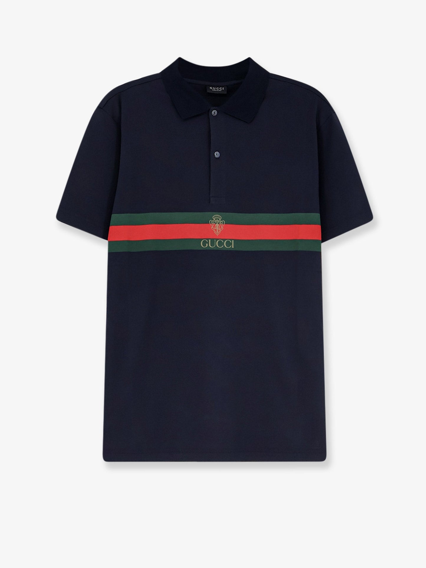 Gucci Men Cotton Polo Shirt With Web Print On The Front GUCCI