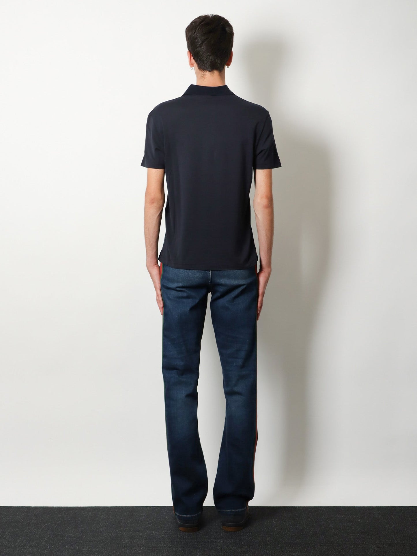 Gucci Men Cotton Polo Shirt With Web Print On The Front GUCCI