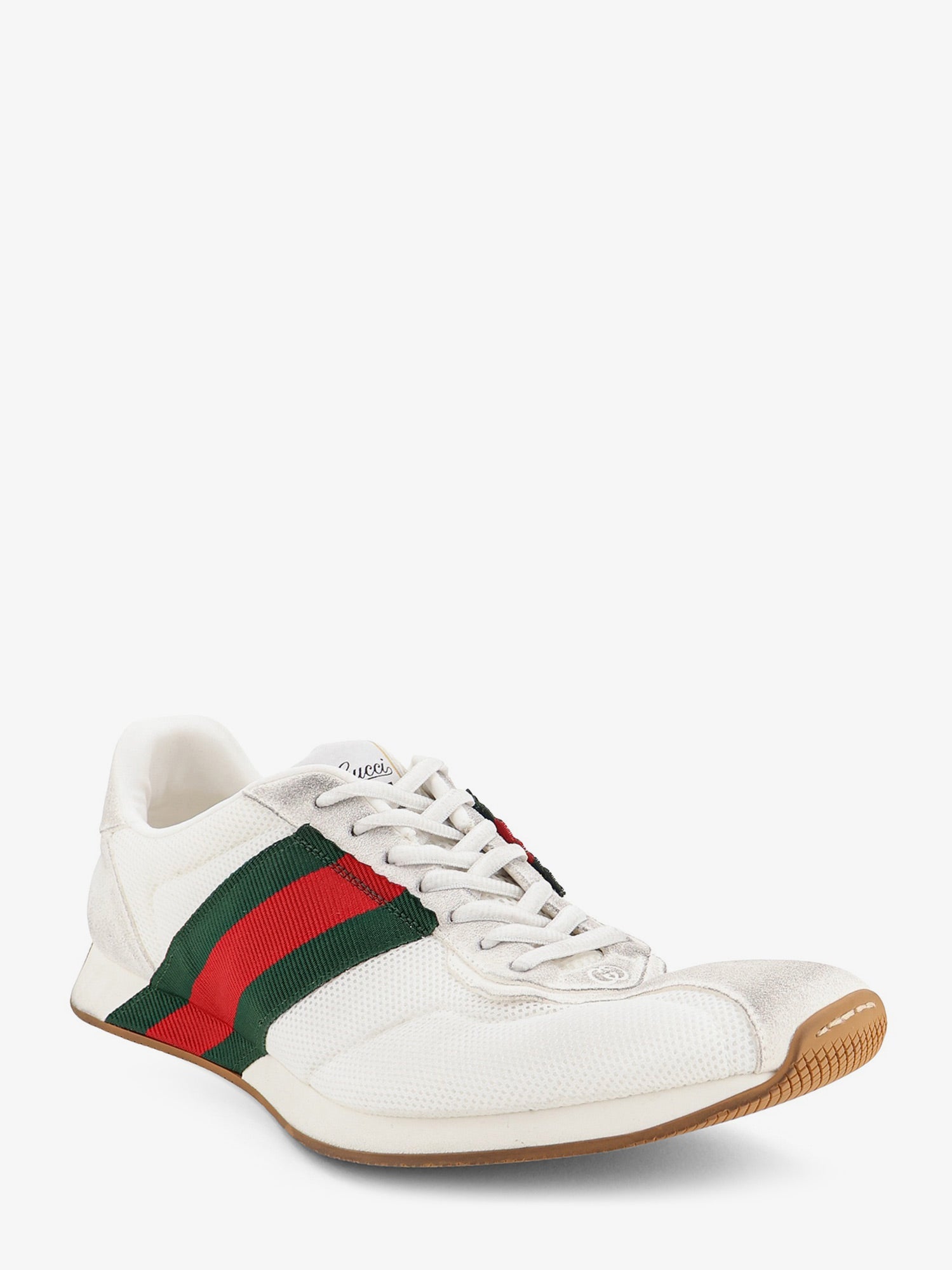 Gucci Men Tempo Mesh And Suede Sneakers With A Vintage Effect GUCCI
