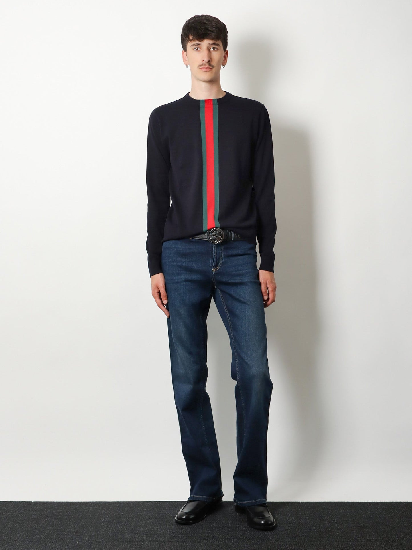 Gucci Men Cotton Sweater With Nastro Web Inlay GUCCI