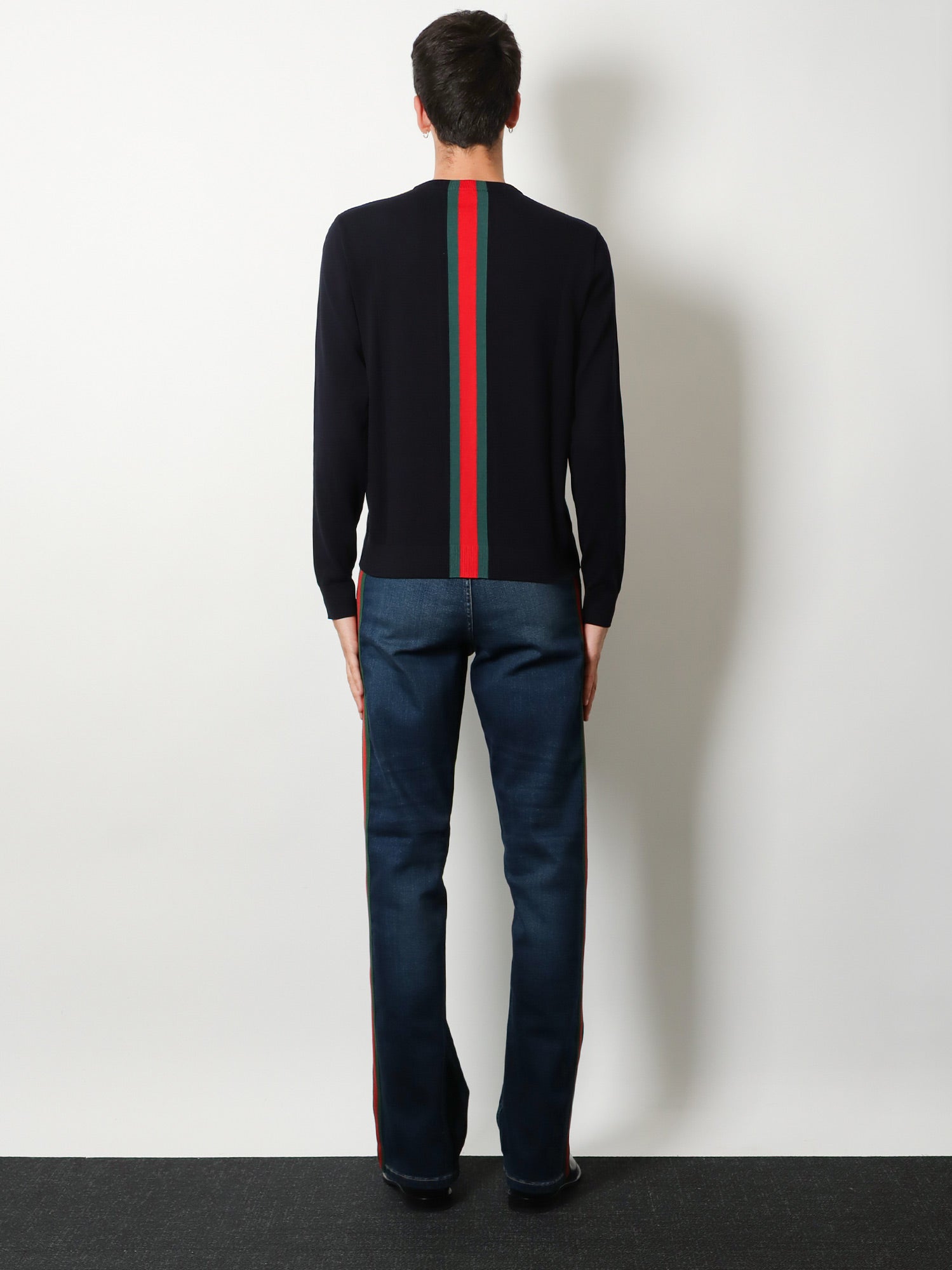 Gucci Men Cotton Sweater With Nastro Web Inlay GUCCI