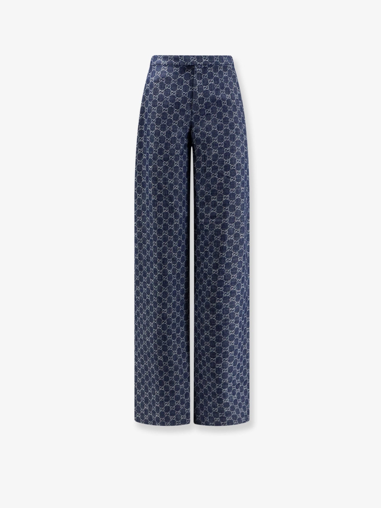 Gucci Women Cotton Denim Trousers With Gg Motif GUCCI