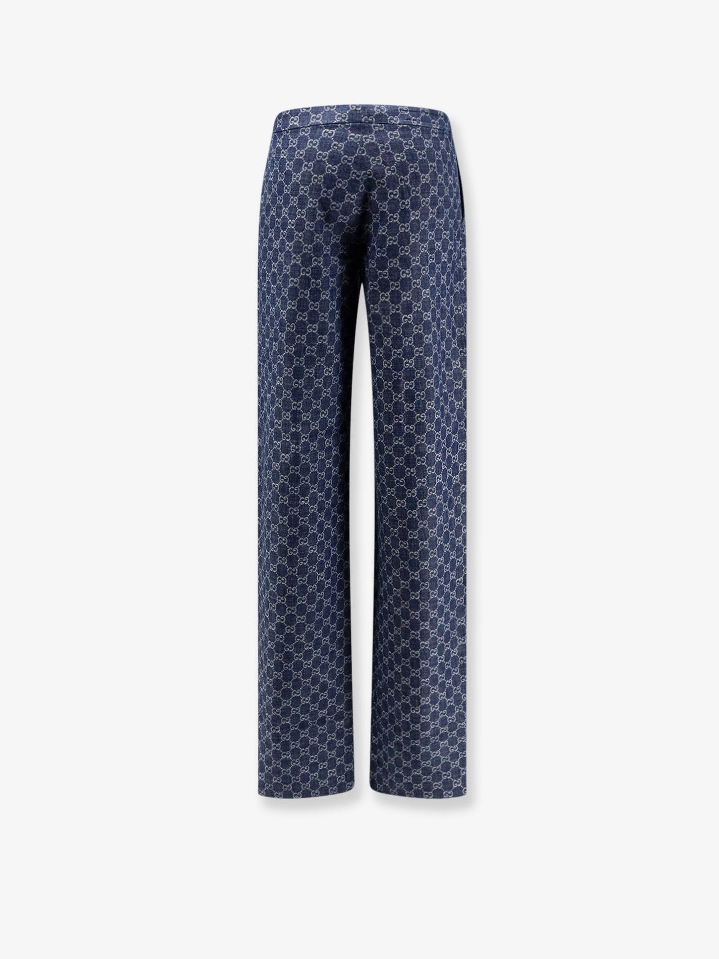 Gucci Women Cotton Denim Trousers With Gg Motif GUCCI