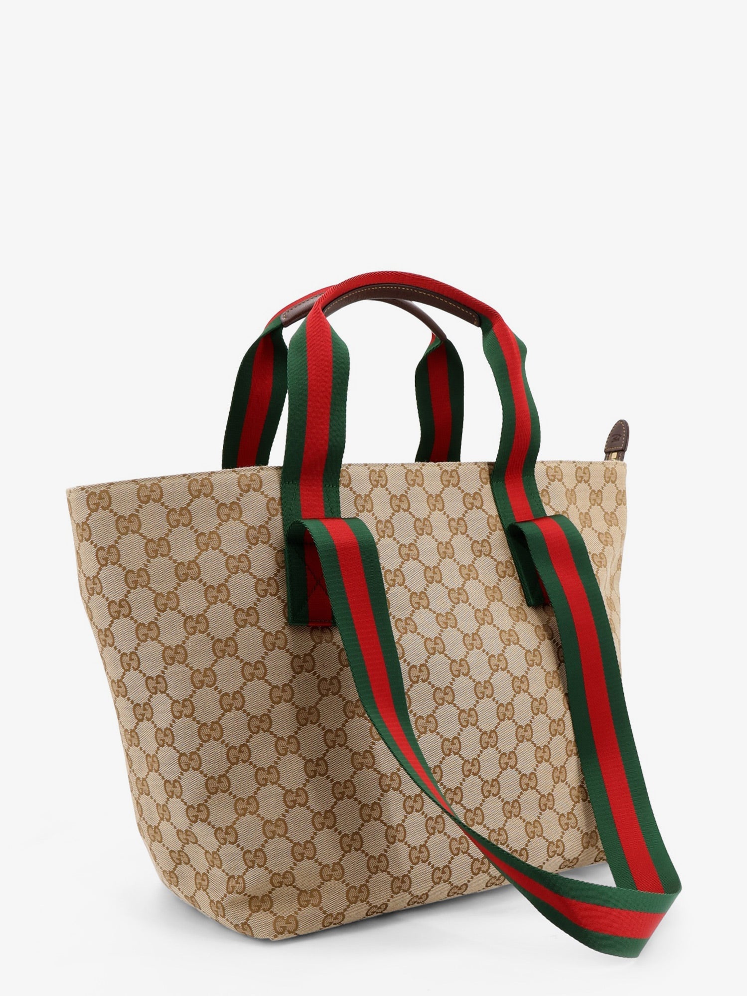 Gucci Men Gg Fabric Shopping Bag With Nastro Web Handles GUCCI