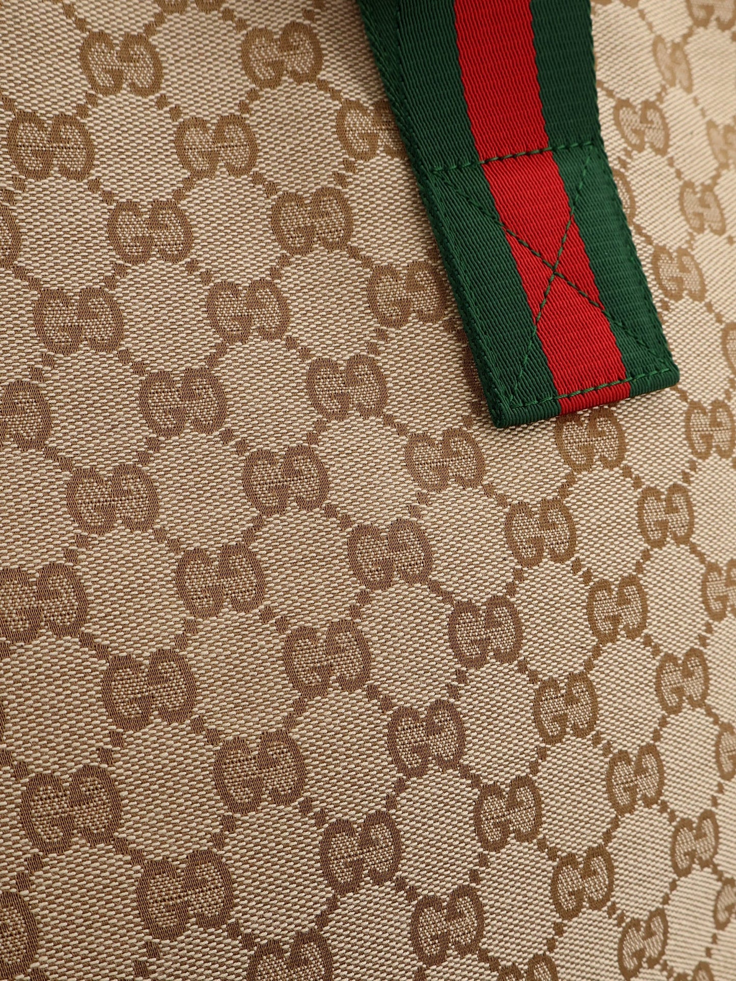 Gucci Men Gg Fabric Shopping Bag With Nastro Web Handles GUCCI