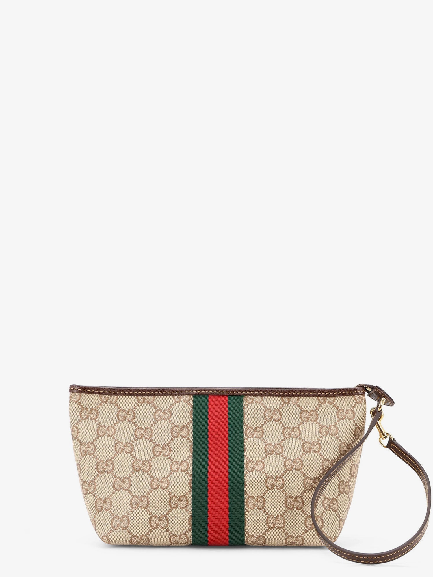 Gucci Women Gg Fabric Clutch With Nastro Web On The Front GUCCI
