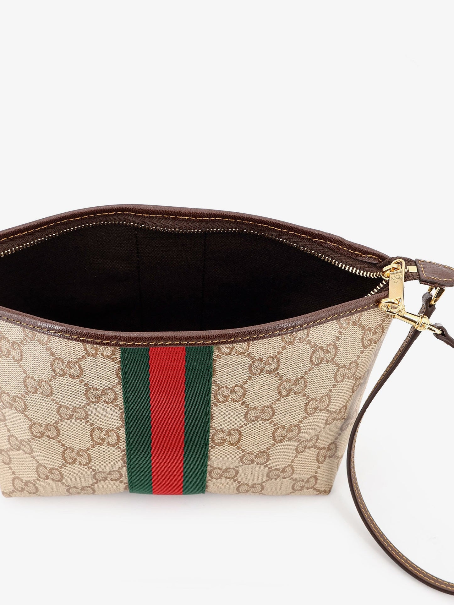 Gucci Women Gg Fabric Clutch With Nastro Web On The Front GUCCI