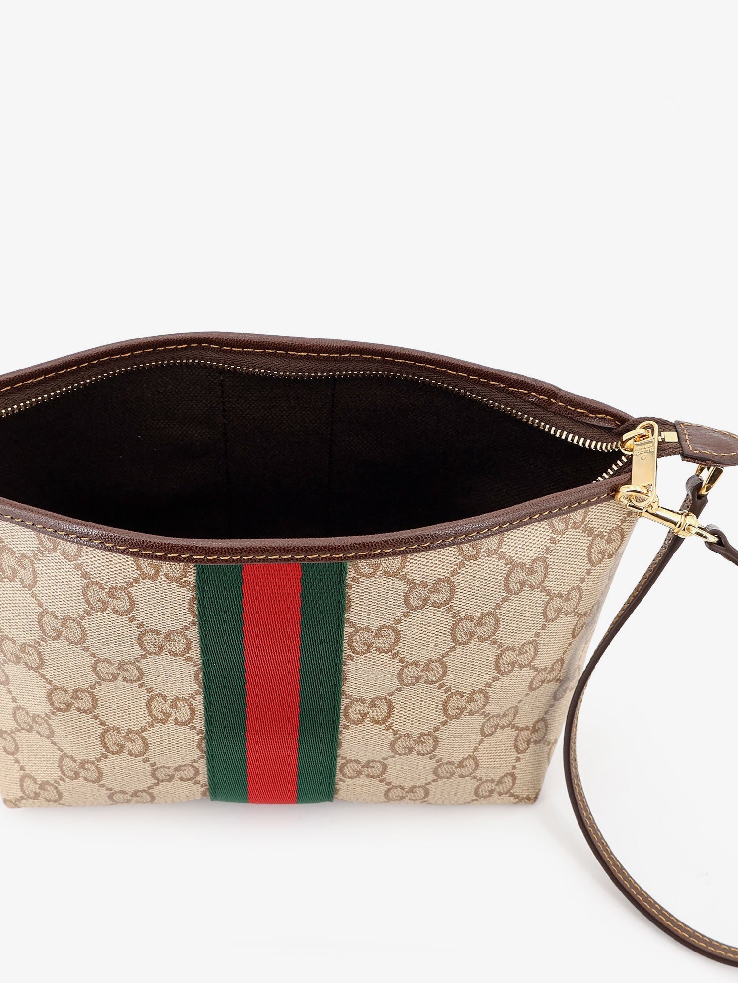 Gucci Women Gg Fabric Clutch With Nastro Web On The Front GUCCI
