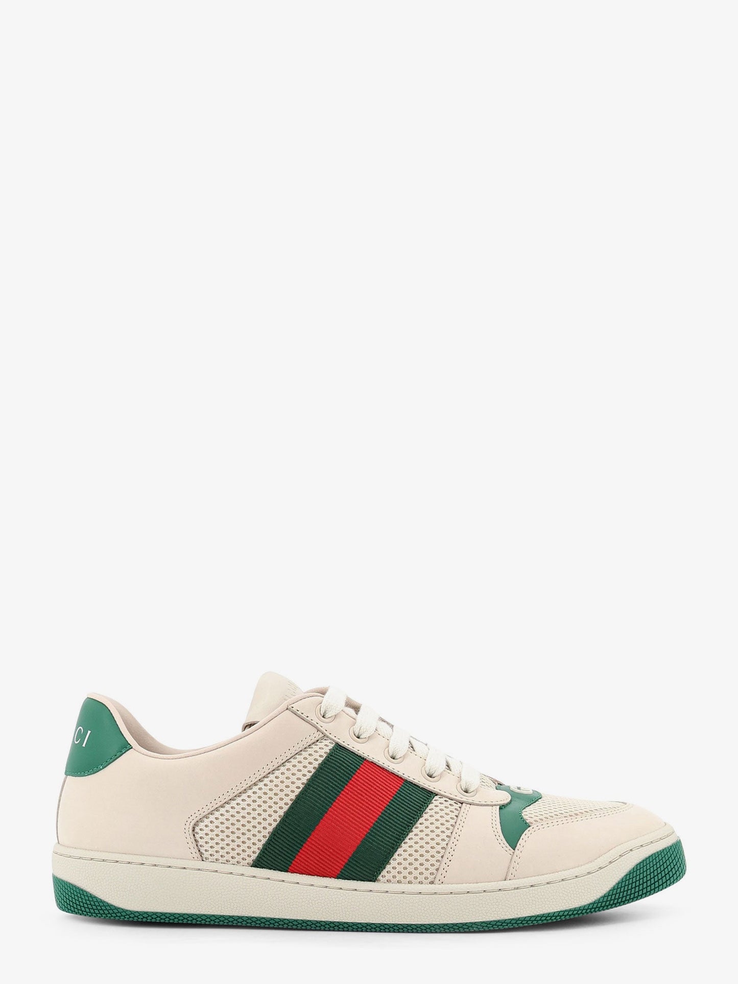 Gucci Men Screener Mesh And Leather Sneakers With Nastro Web On The Side GUCCI