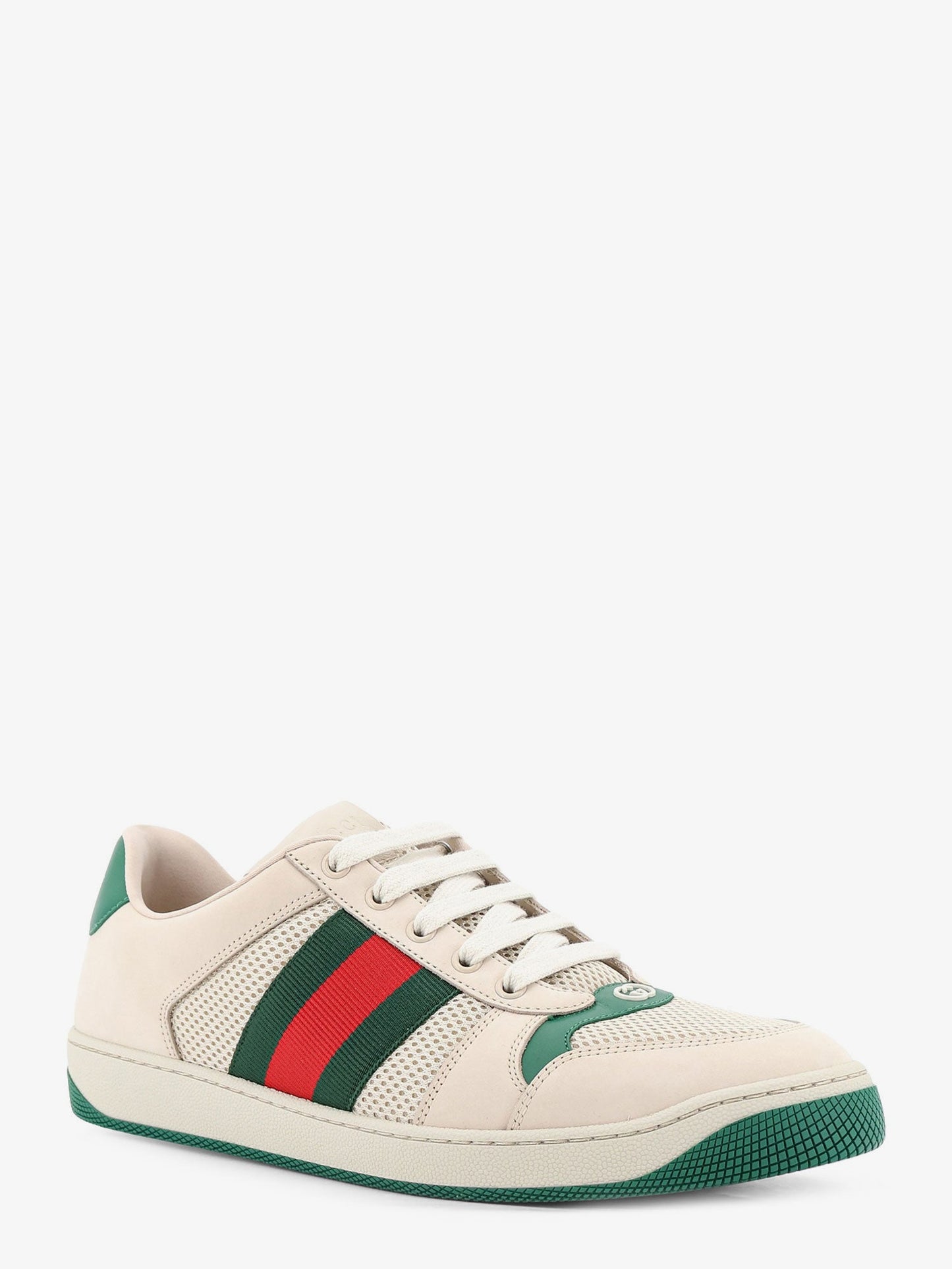 Gucci Men Screener Mesh And Leather Sneakers With Nastro Web On The Side GUCCI