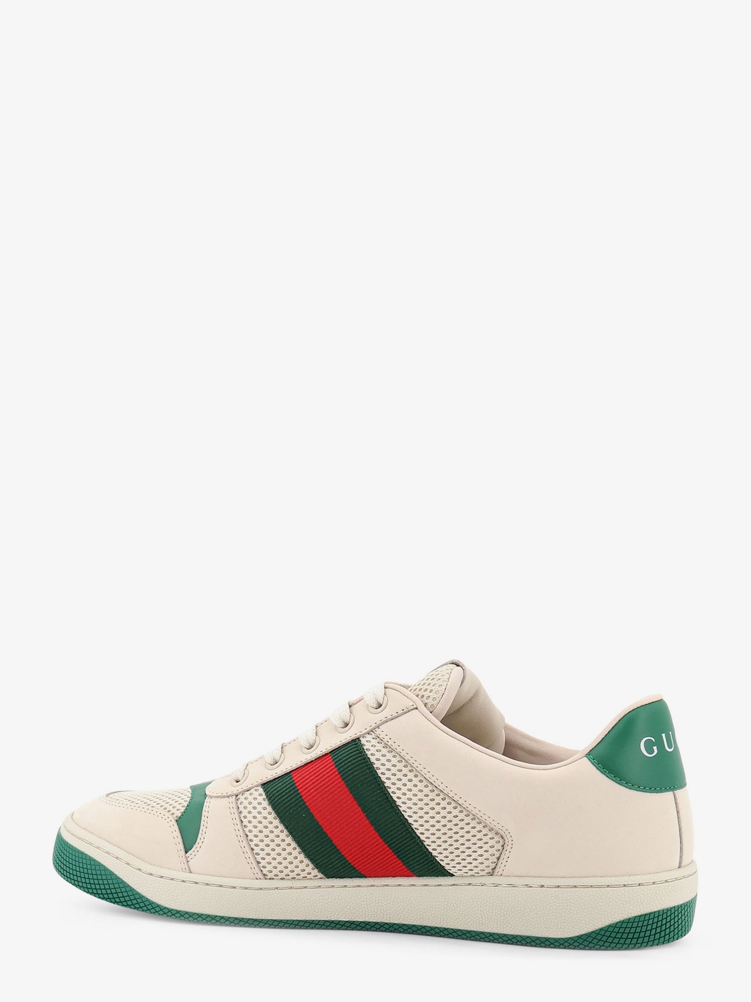 Gucci Men Screener Mesh And Leather Sneakers With Nastro Web On The Side GUCCI