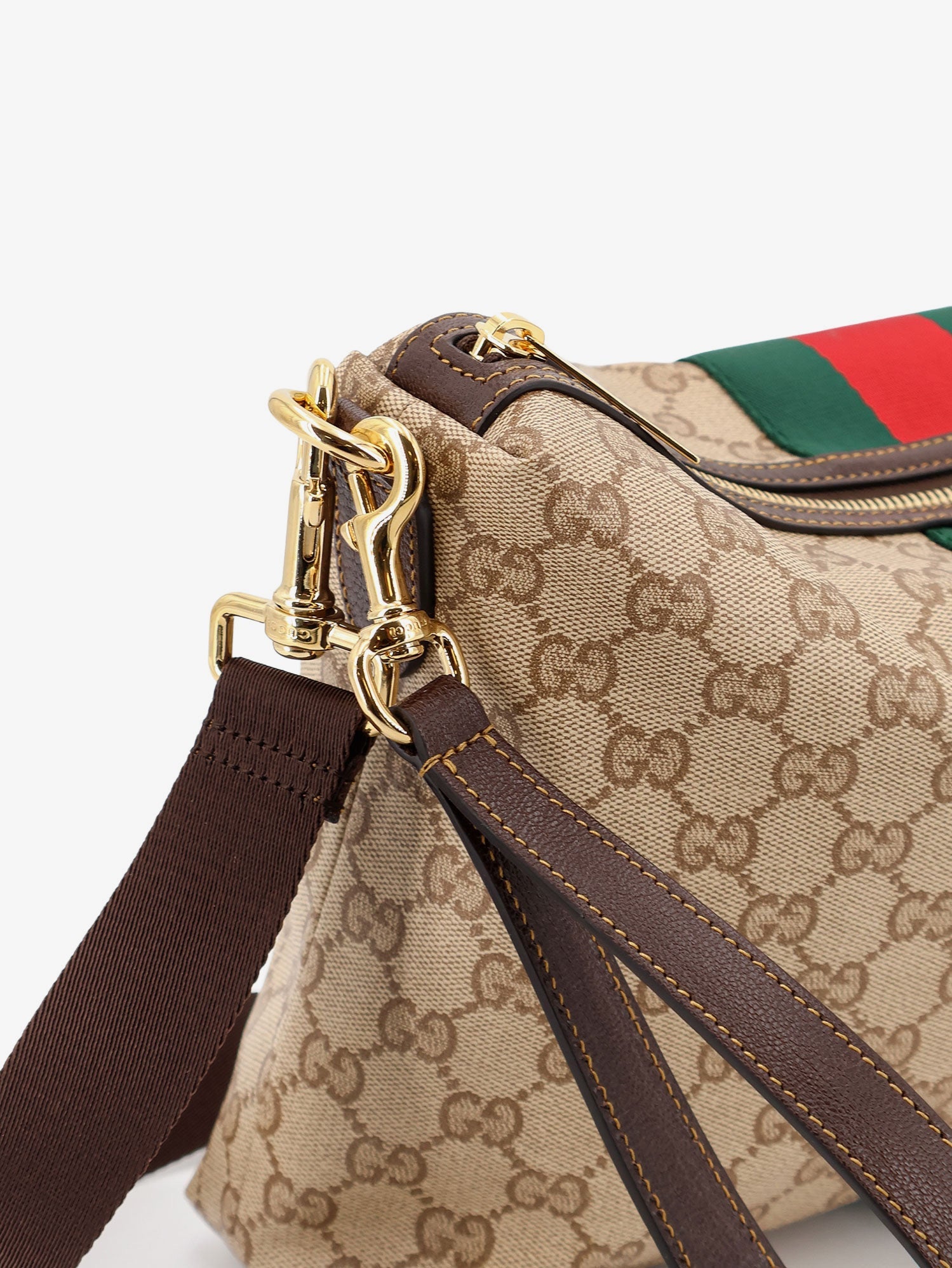 Gucci Men Gg Canvas Crossbody Bag With Nastro Web On The Front GUCCI