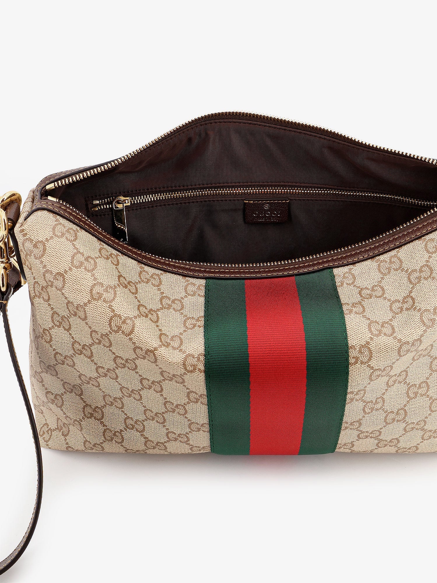 Gucci Men Gg Canvas Crossbody Bag With Nastro Web On The Front GUCCI