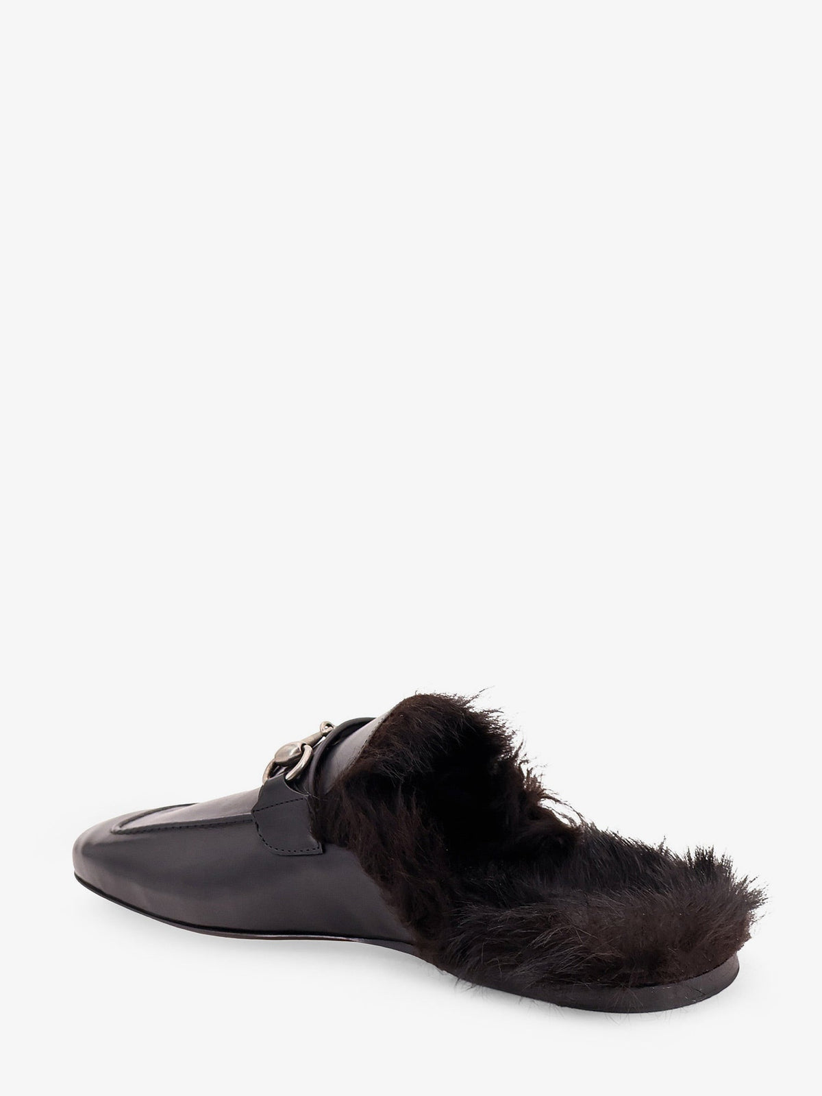 Gucci Men Black Leather Slipper With Horsebit GUCCI