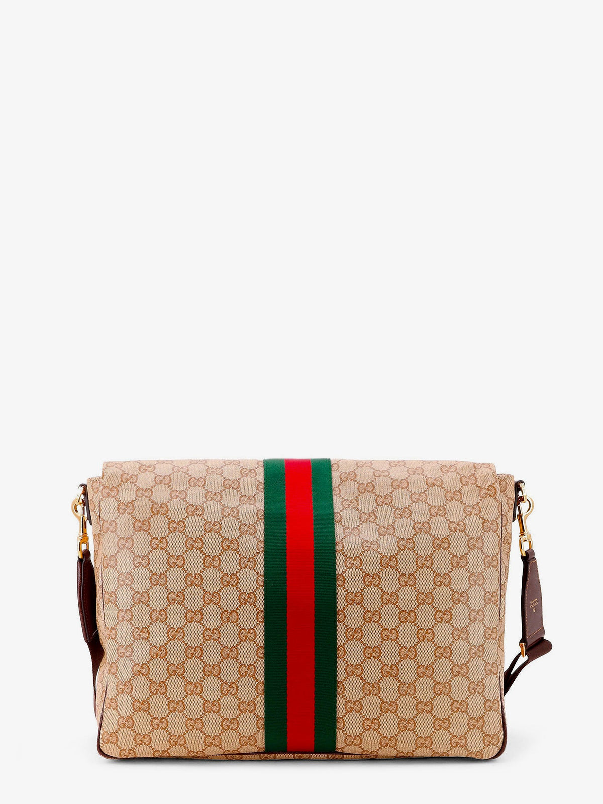 Gucci Men Gg Canvas Crossbody Bag With Front Web Detail GUCCI