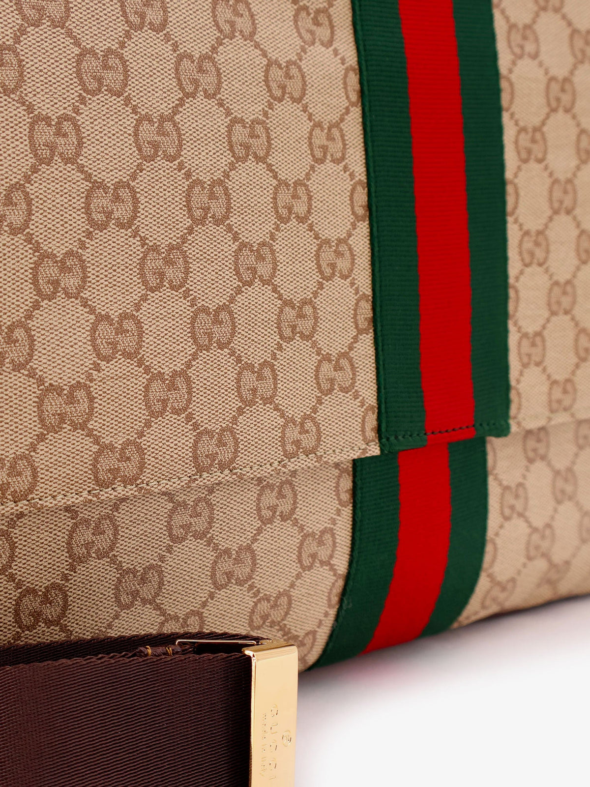 Gucci Men Gg Canvas Crossbody Bag With Front Web Detail GUCCI
