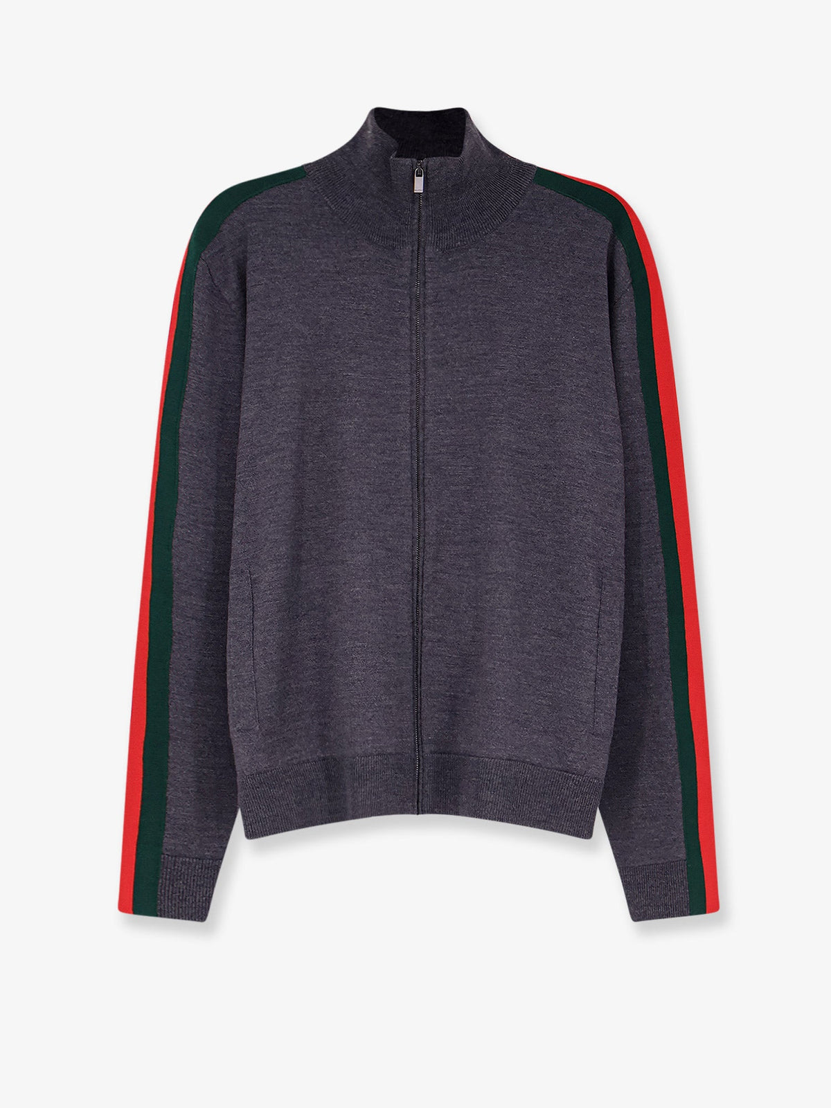 Gucci Men Fine Wool Cardigan With Full Zip And Web Stripe GUCCI