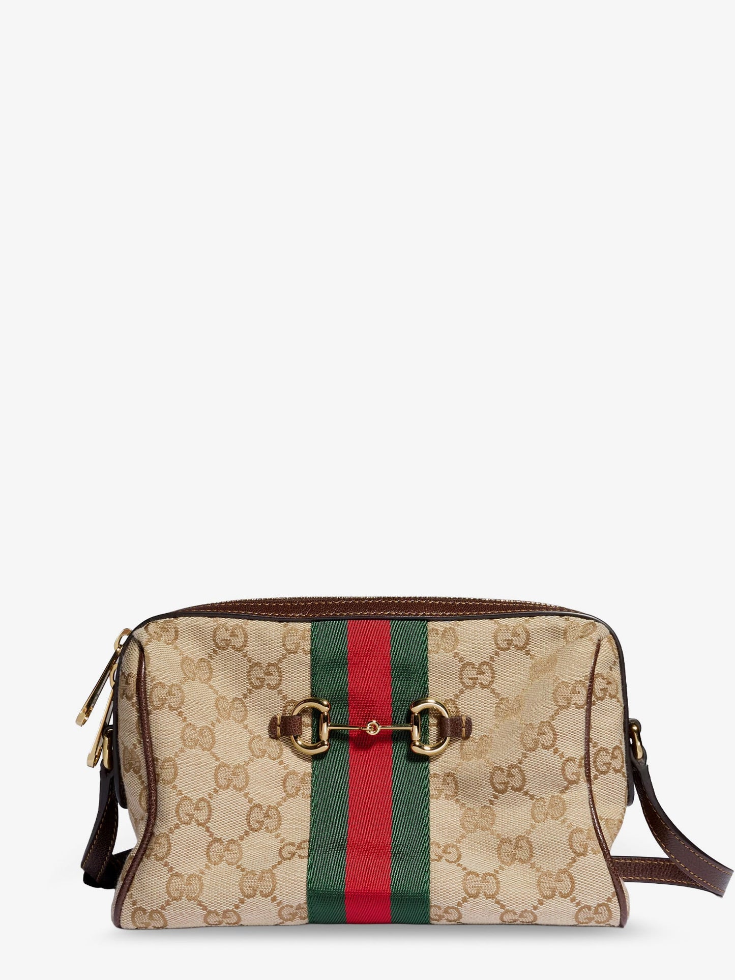 Gucci Women Camera Bag Gg Fabric Crossbody Bag With Metal Horsebit GUCCI